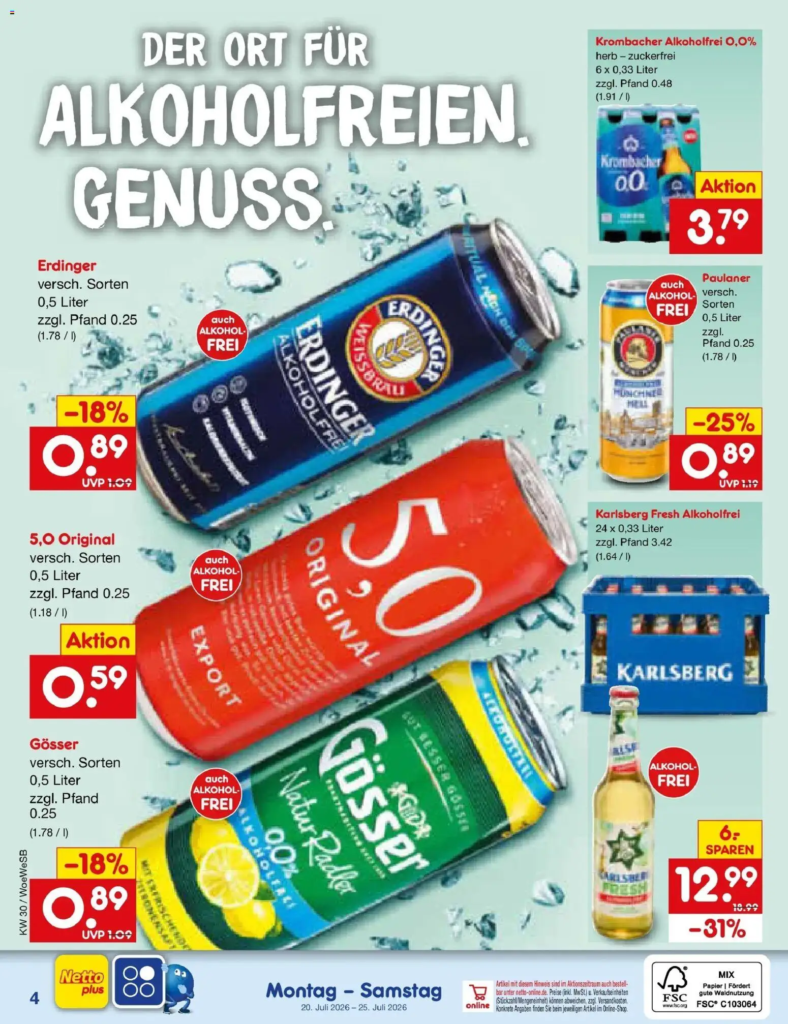 Netto Marken-Discount Prospekt Katzweiler – gültig ab 20.07.2026 | Seite: 55 | Produkte: Erdinger, Radler, Krombacher, Paulaner
