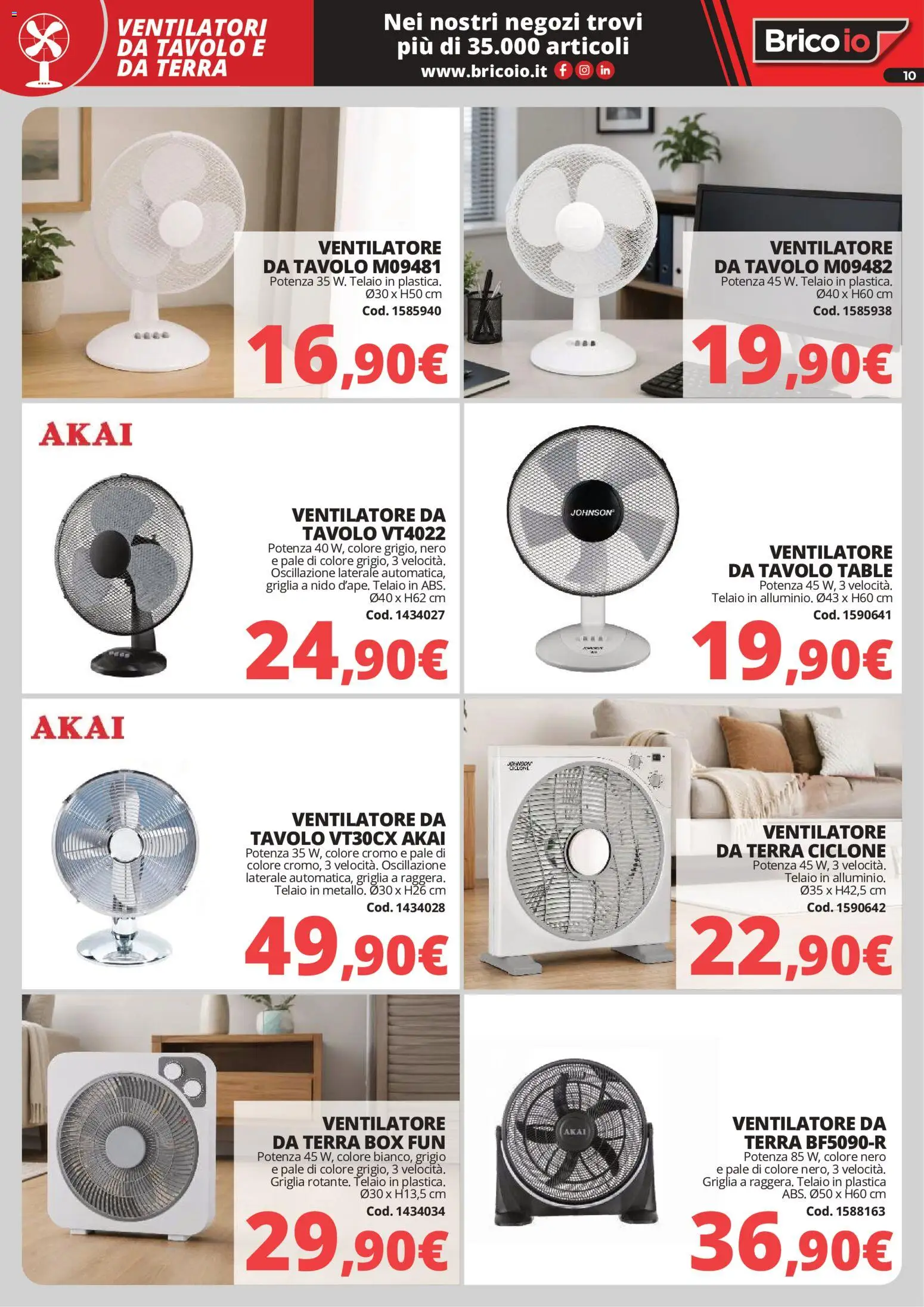 Volantino Brico io del 28.05.2026 | Pagina: 10 | Prodotti: Ventilatore, Griglia, Tavolo, Terra