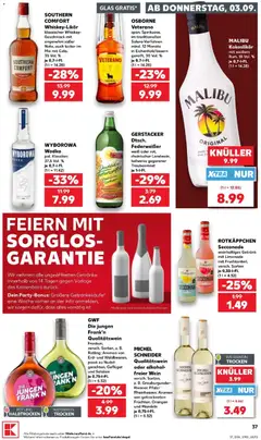Náhled letáku Kaufland Německo leták od 03.09.2026 | Strana: 37 | Produkty: Whiskey, Malibu, Alkohol