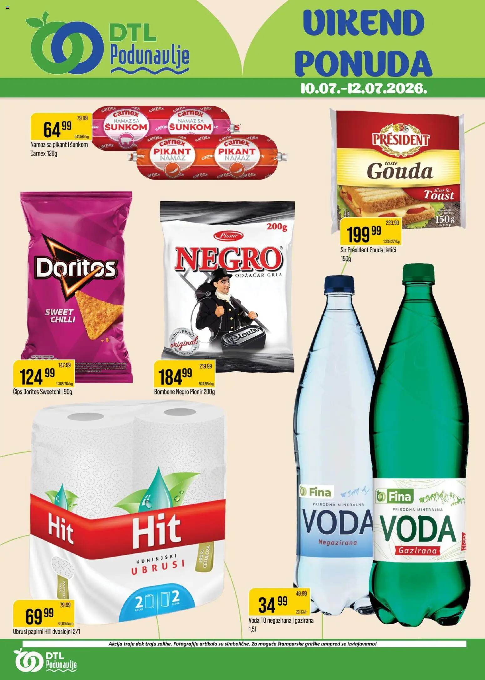 Podunavlje katalog - važi od 10.07.2026 | Strana: 1 | Proizvode: Čips, Gouda, Doritos, Mineralna voda