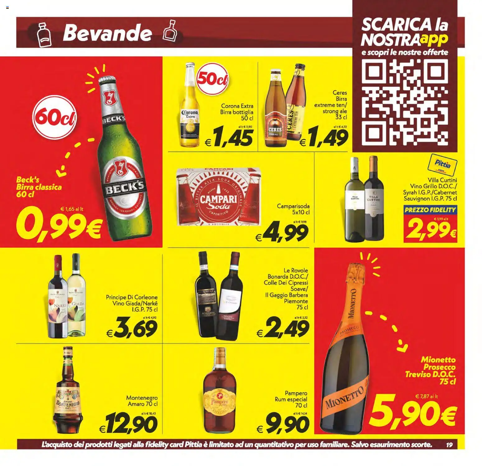 Volantino SuperConveniente del 22/09/2026 | Pagina: 19 | Prodotti: Vino, Bottiglia, Mionetto Prosecco, Amaro