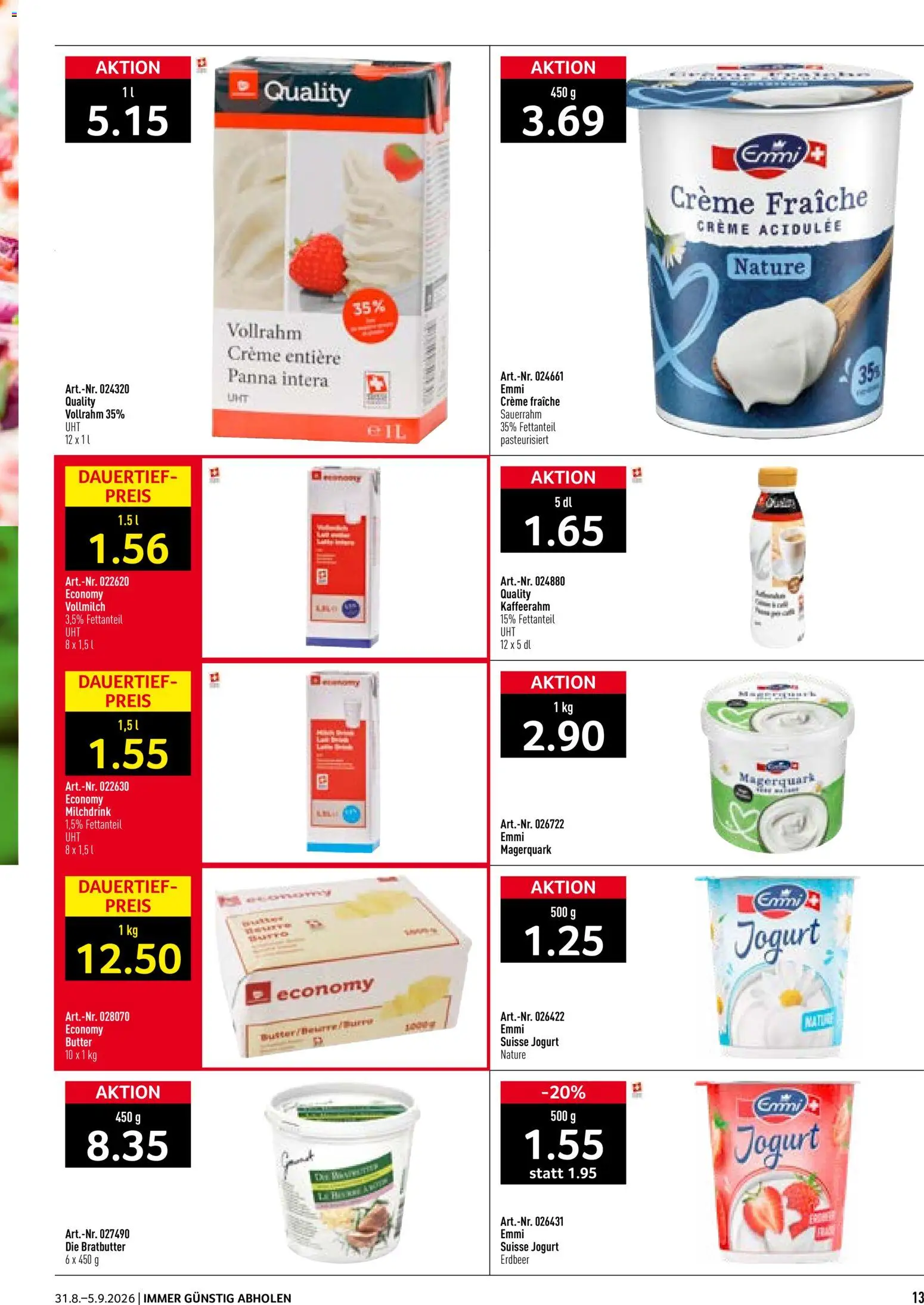 Prodega aktionen – gültig ab 31.08.2026 | Seite: 13 | Produkte: Butter, Sauerrahm, Creme