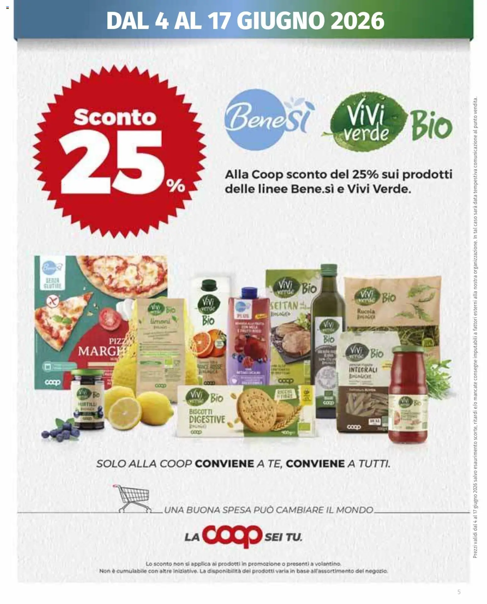 Volantino Ipercoop del 04.06.2026 | Pagina: 5 | Prodotti: Rucola, Biscotti, Data, Seitan