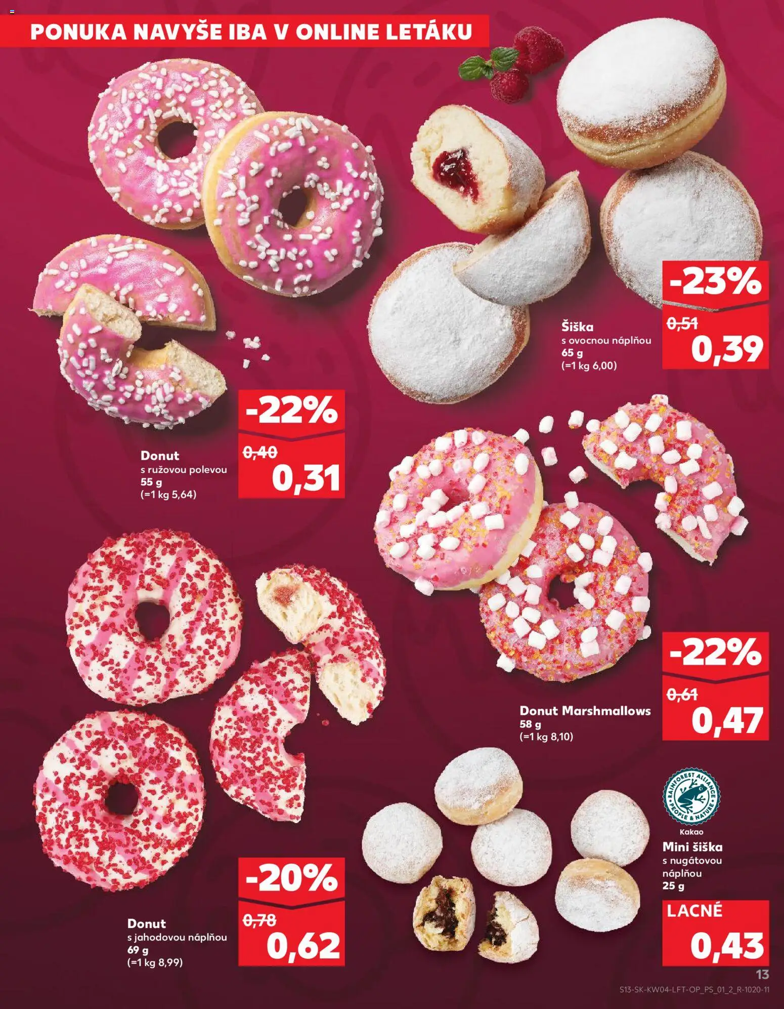 Nové Kaufland akcie – leták je platný od 22.01.2026 | Strana: 13 | Produkty: Donut, Kakao