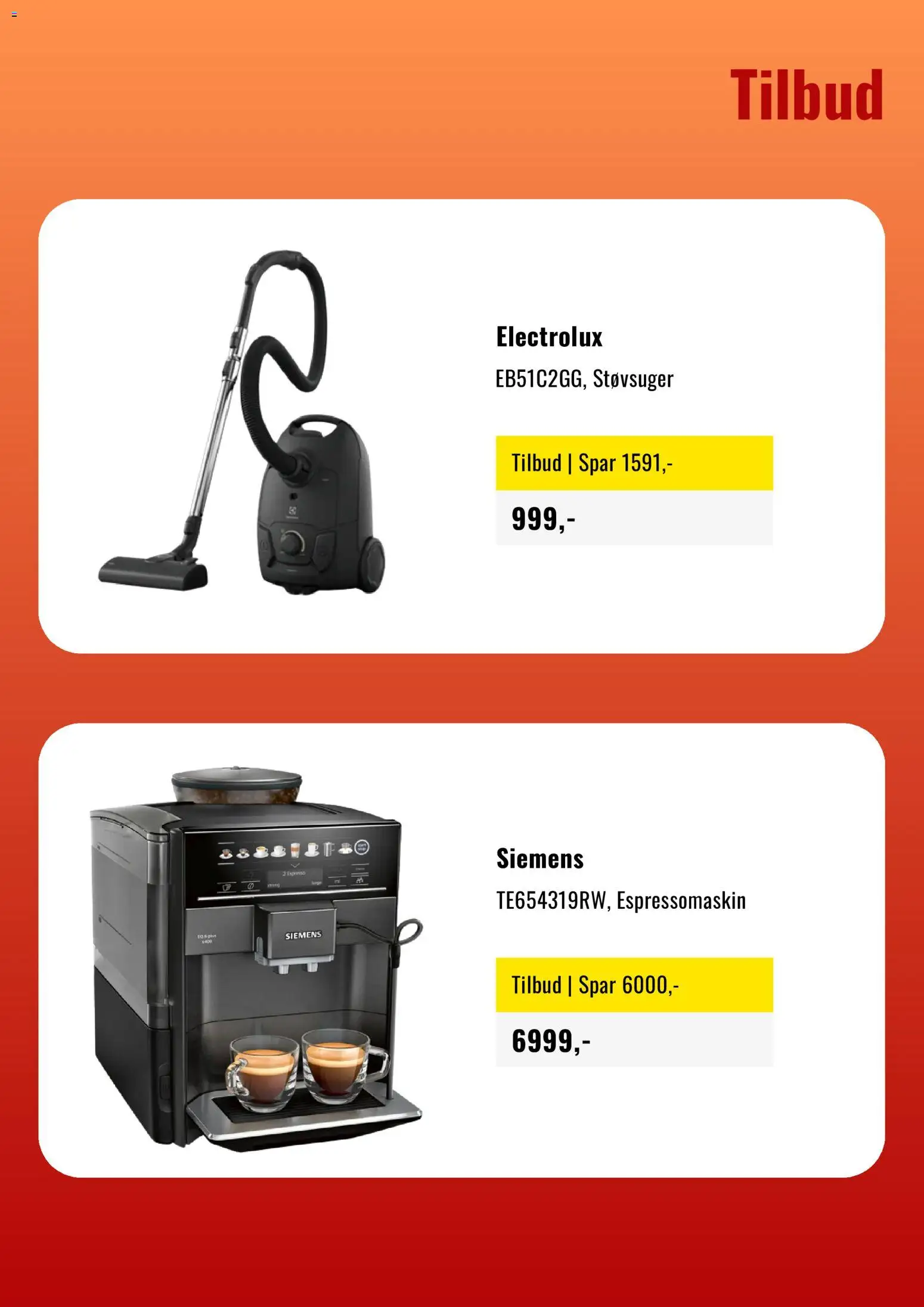 {H1} | Side: 3 | Produkter: Espressomaskin, Støvsuger