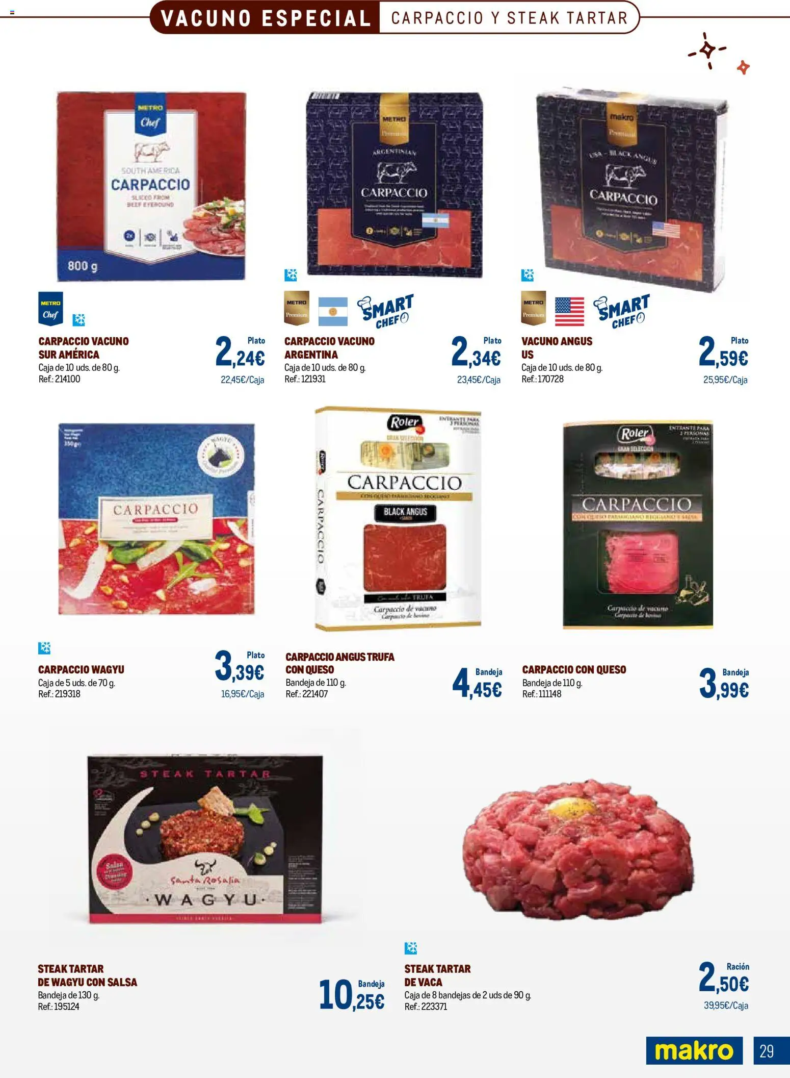 Makro Expertos en carnes │ válido desde el 07/09/2026 | Página: 29 | Productos: Carpaccio, Queso, Bandeja, Caja