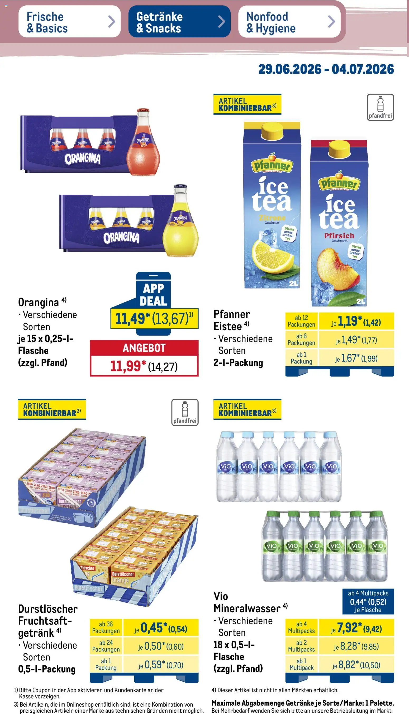 Metro Non Food & Hygiene – gültig ab 29.06.2026 | Seite: 21 | Produkte: Mineralwasser, Zitrone, Pfirsich, Fruchtsaft