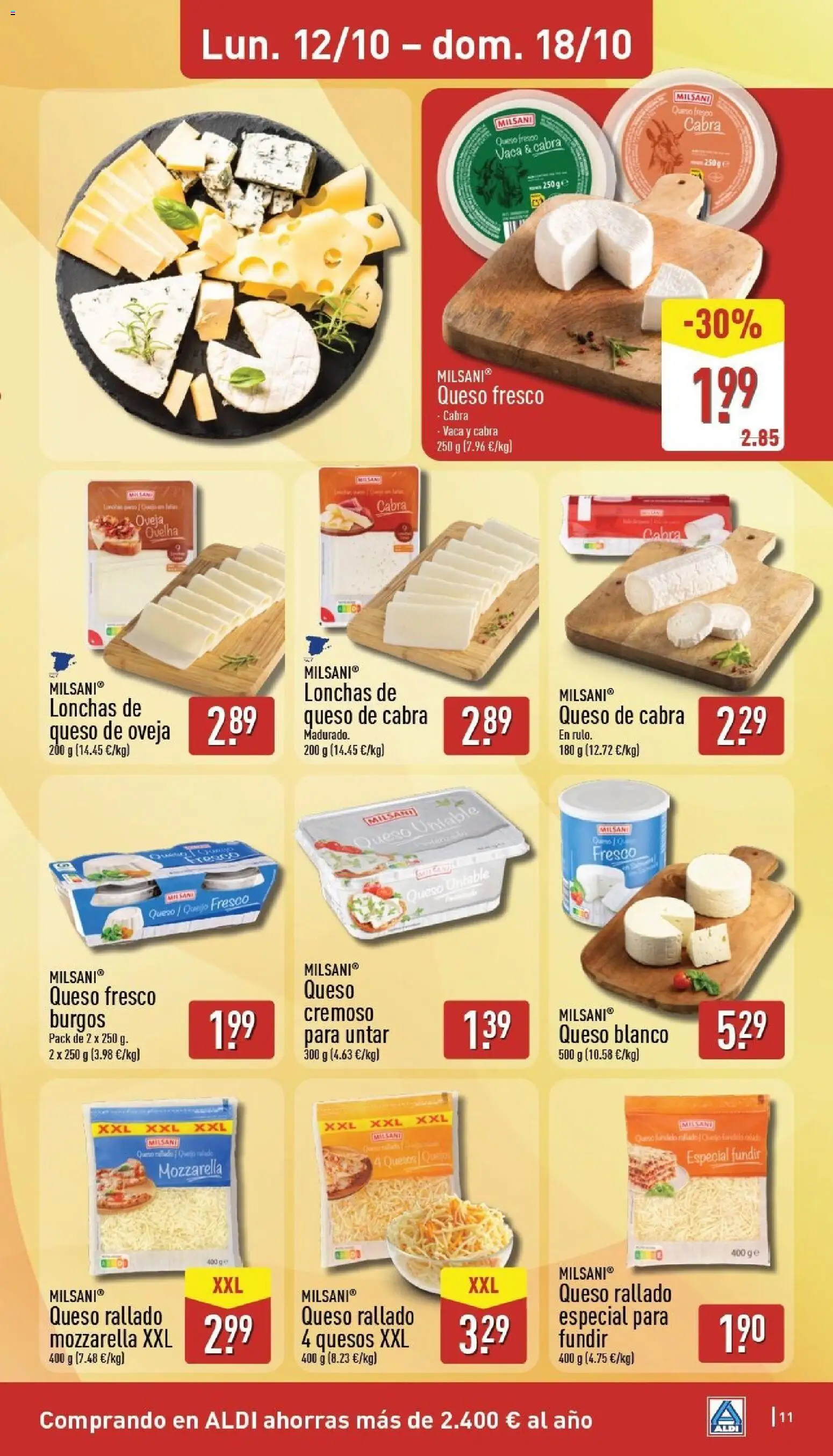 Aldi folleto Baleares │ válido desde el 12/10/2026 | Página: 11 | Productos: Queso de oveja, Queso, Mozzarella, Queso de cabra