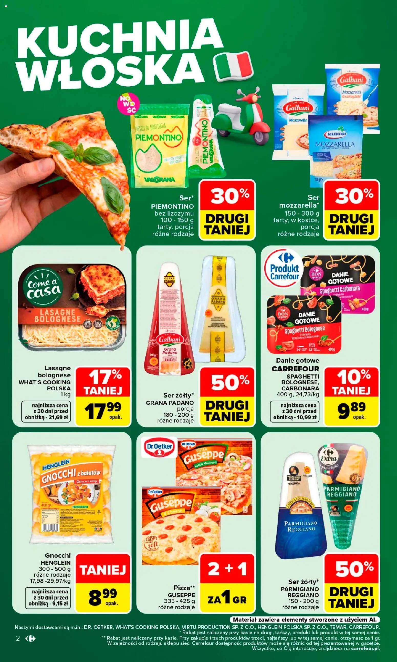 Carrefour gazetka - Kuchnia wloska od 10.08.2026 | Strona: 2 | Produkty: Carbonara, Grana padano, Parmigiano Reggiano, Lasagne
