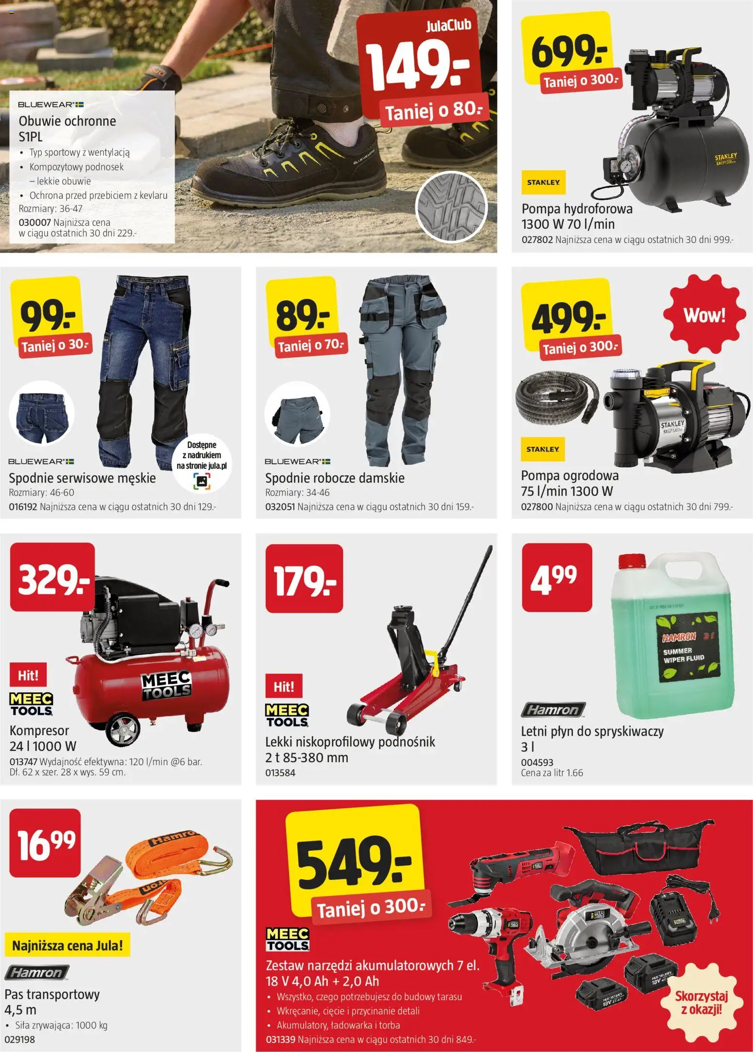Jula gazetka od 11.06.2026 | Strona: 4 | Produkty: Spodnie, Ładowarka, Torba, Zestaw narzędzi