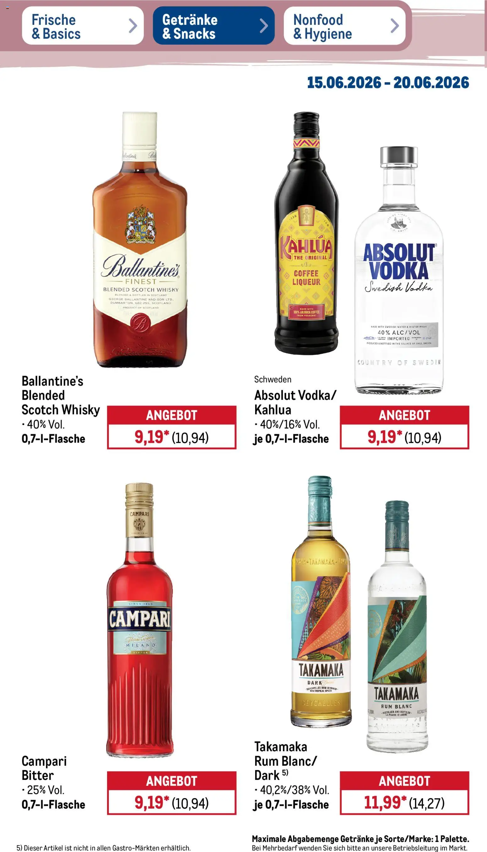 Metro Prospekt – gültig ab 15.06.2026 | Seite: 34 | Produkte: Whisky, Campari, Rum, Vodka
