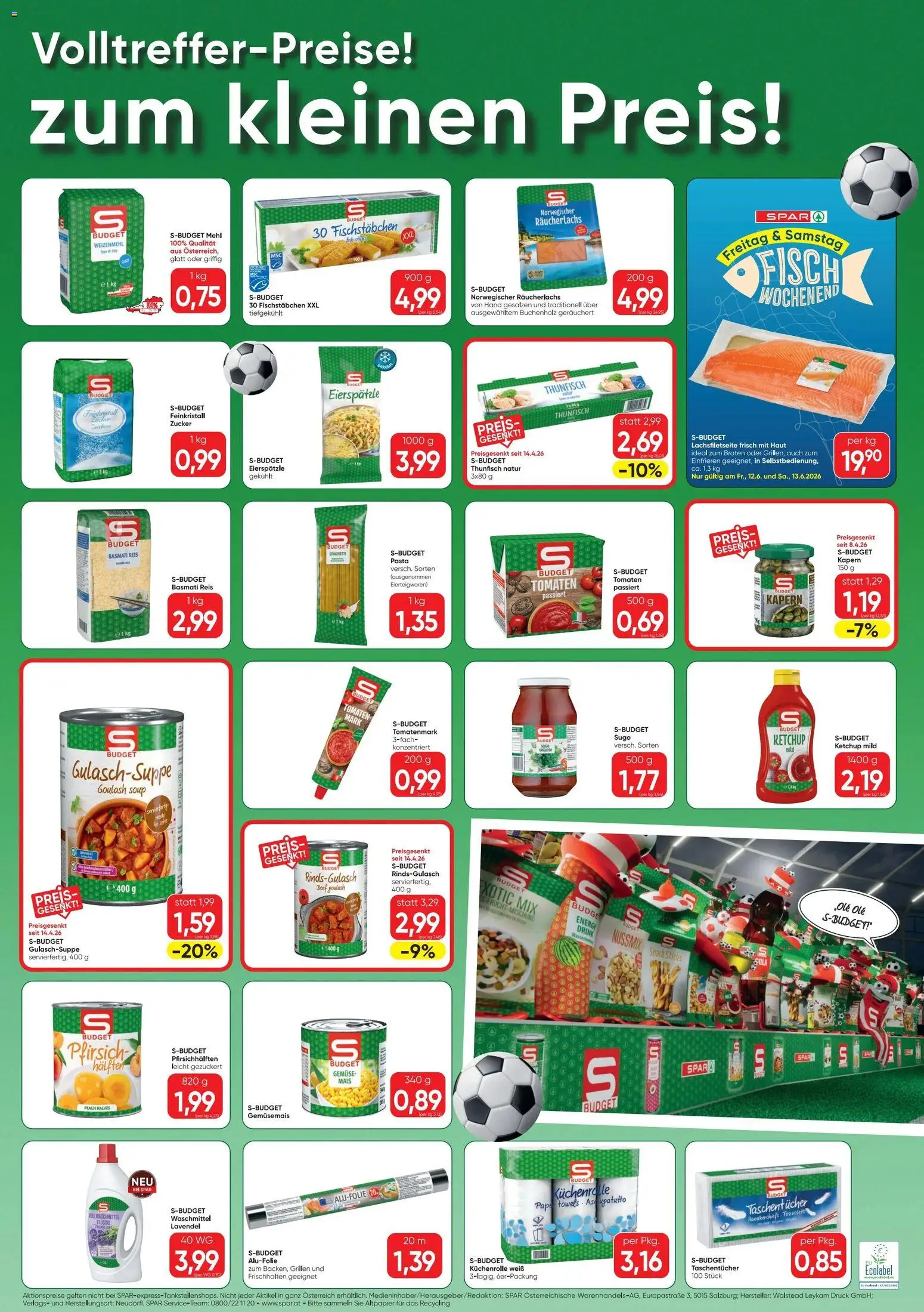 Spar Budget gültig ab 08.06.2026 | Seite: 3 | Produkte: Zucker, Pfirsich, Tomaten, Waschmittel