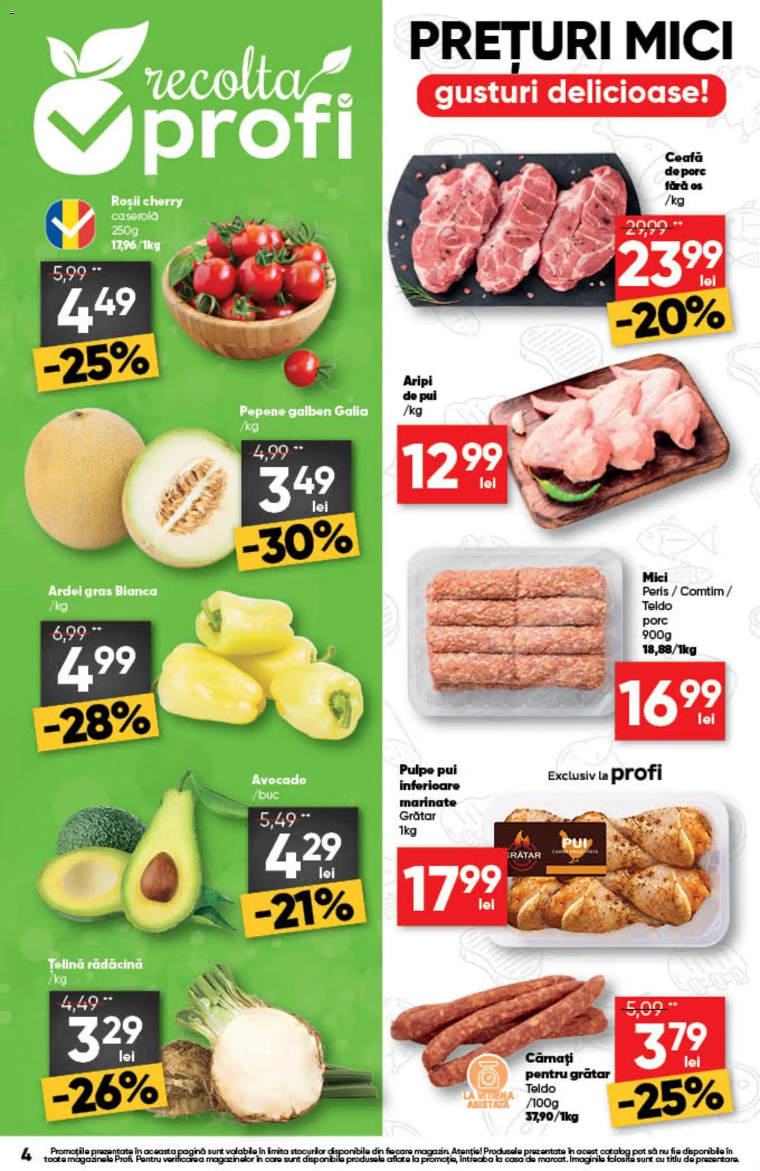 Noul catalog Profi – valabil de la 13.08.2026 | Pagină: 4 | Produse: Ceafa de porc, Pui, Roșii, Cârnați