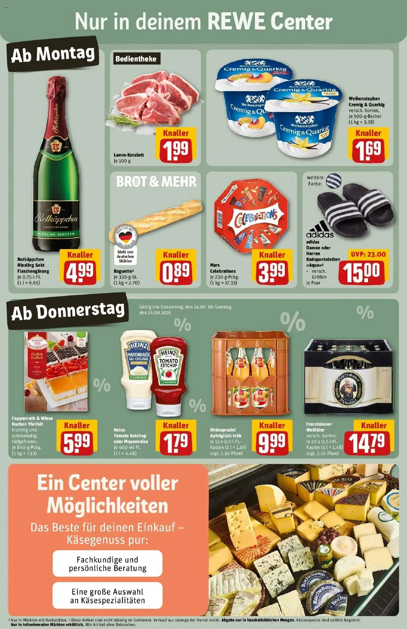 REWE Prospekt ab 21.09.2026 zum Blättern » Angebote | Seite: 3 | Produkte: Franziskaner, Weißbier, Rotkäppchen, Brot