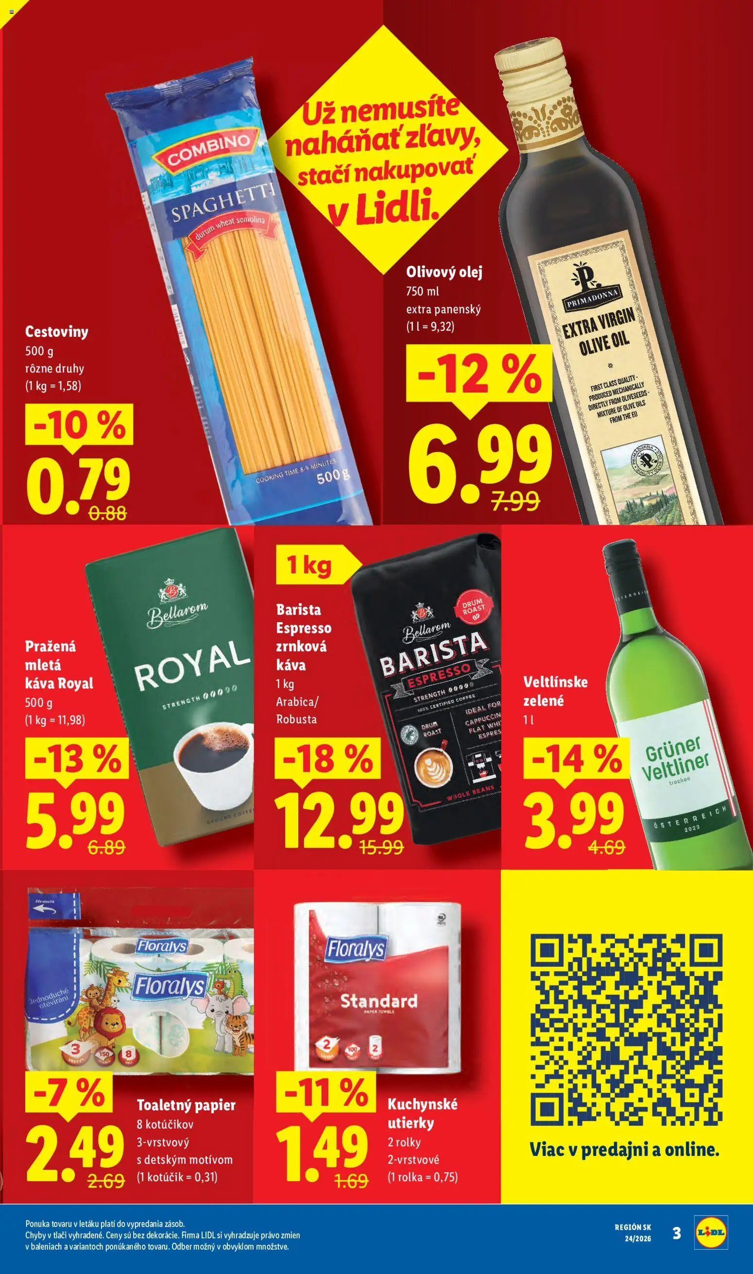 Nové Lidl akcie – leták je platný od 08.06.2026 | Strana: 3 | Produkty: Olej, Barista, Olivový olej, Toaletný papier