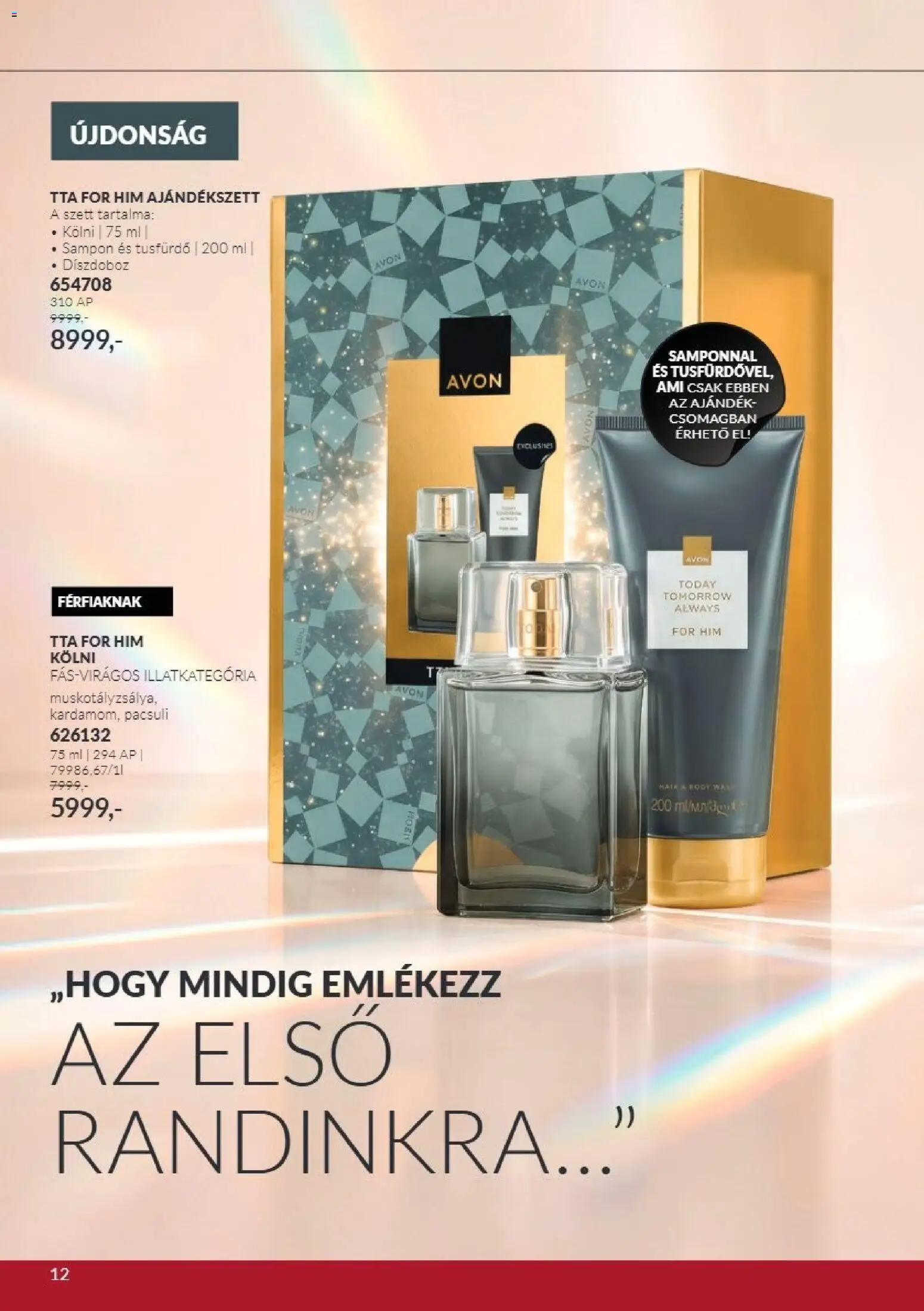Avon akciós ujság - amely érvényes a következő dátumtól: 2026.11.01. | Oldal: 12 | Termékek: Kölni, Sampon, Always, Tusfürdő