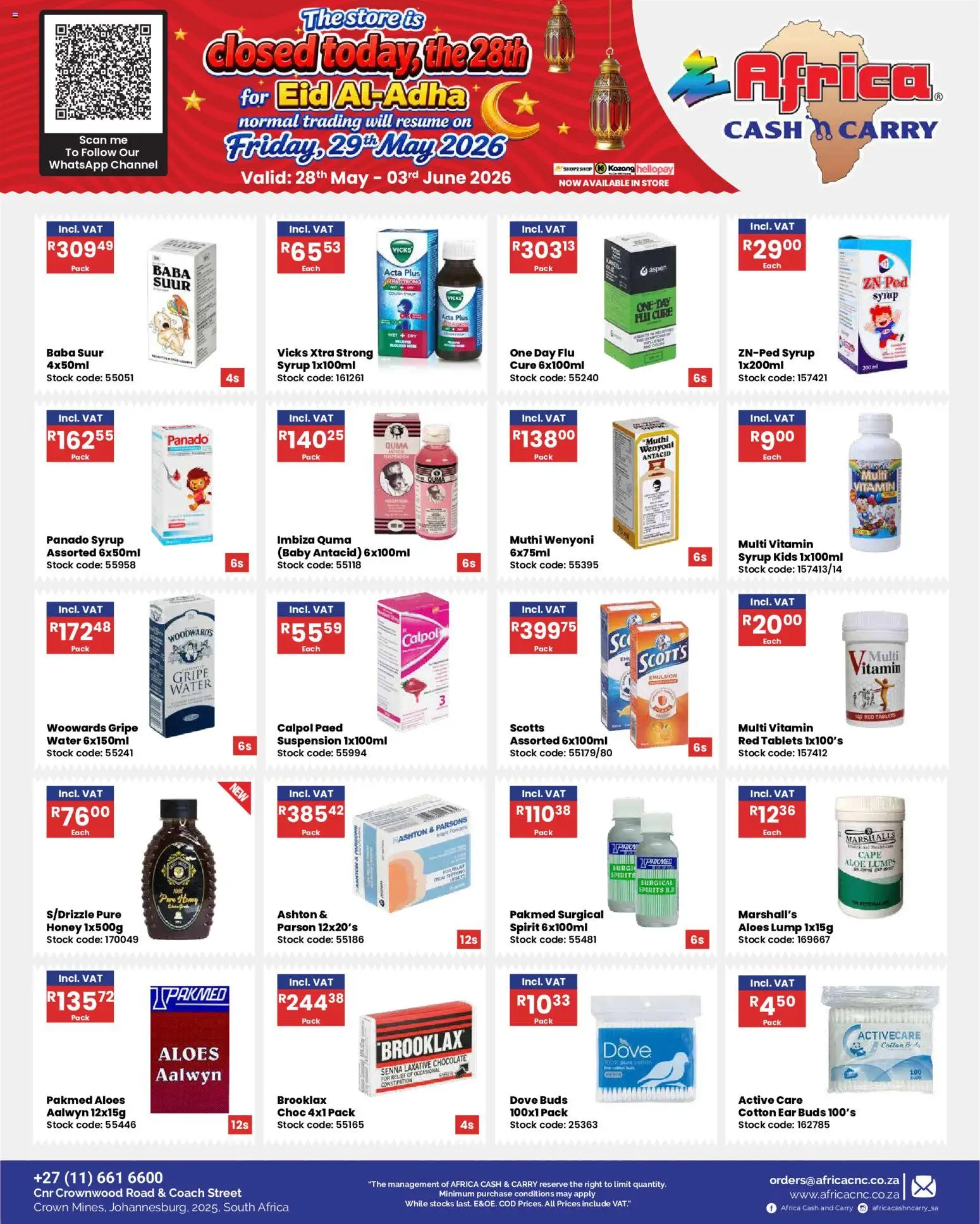 New Africa Cash & Carry catalogue – valid from 28.05.2026 | Page: 11 | Products: Bed, Stock, Syrup, Water
