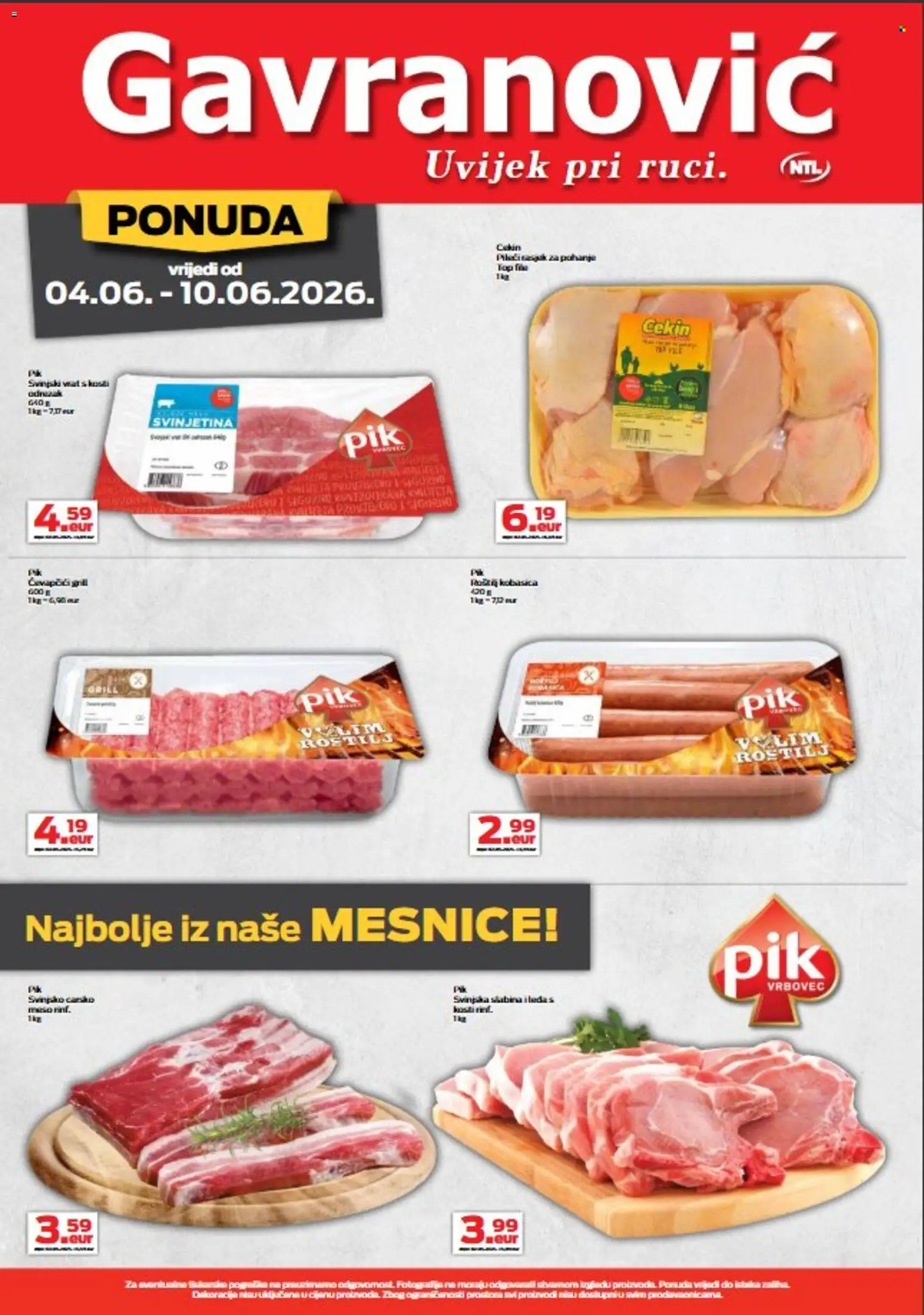Gavranović katalog | vrijedi od 04.06.2026 | Stranica: 1 | Proizvodi: Roštilj, Svinjetina