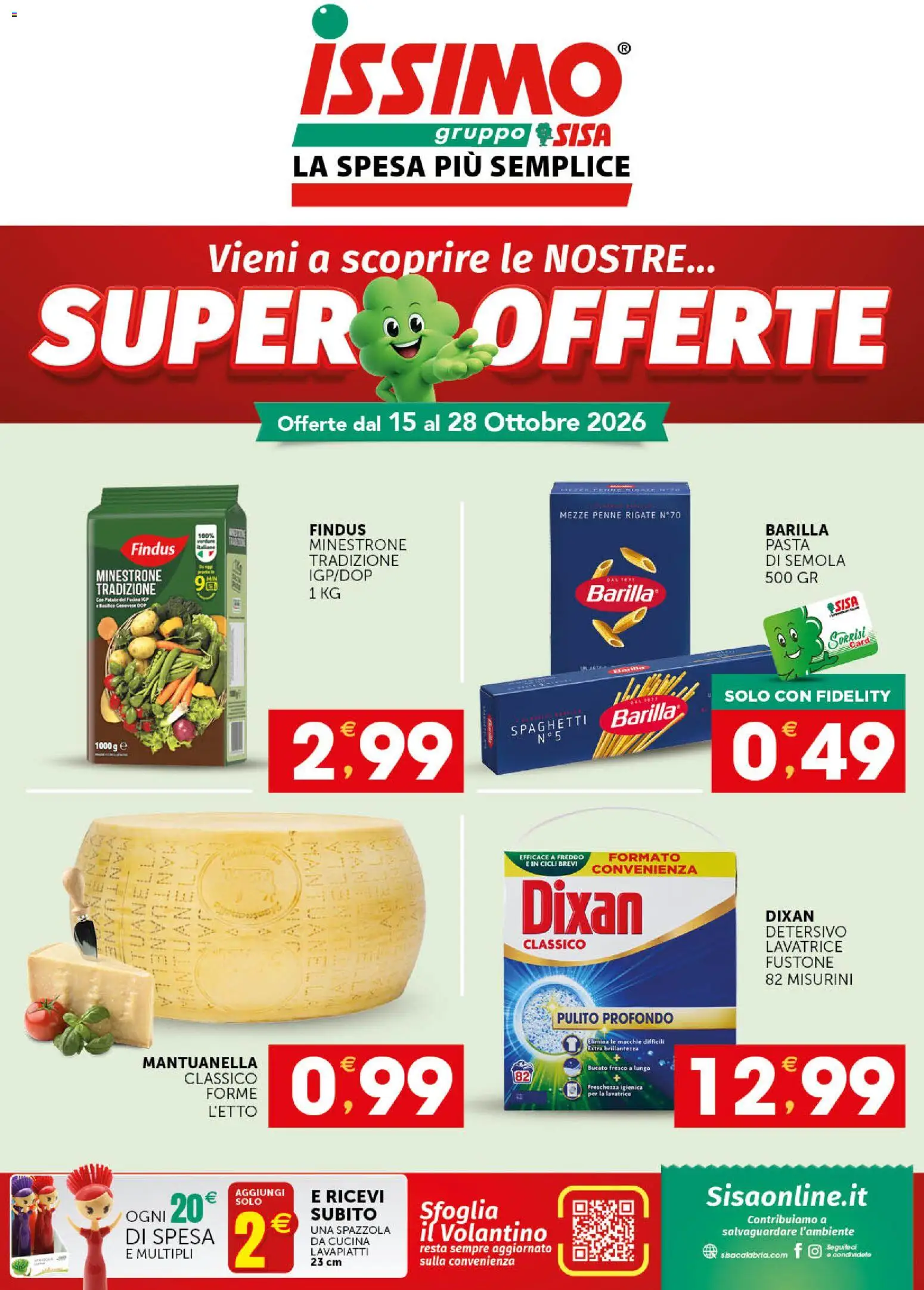 Volantino SISA del 15/10/2026 | Pagina: 1 | Prodotti: Pasta, Barilla, Lavatrice, Semola