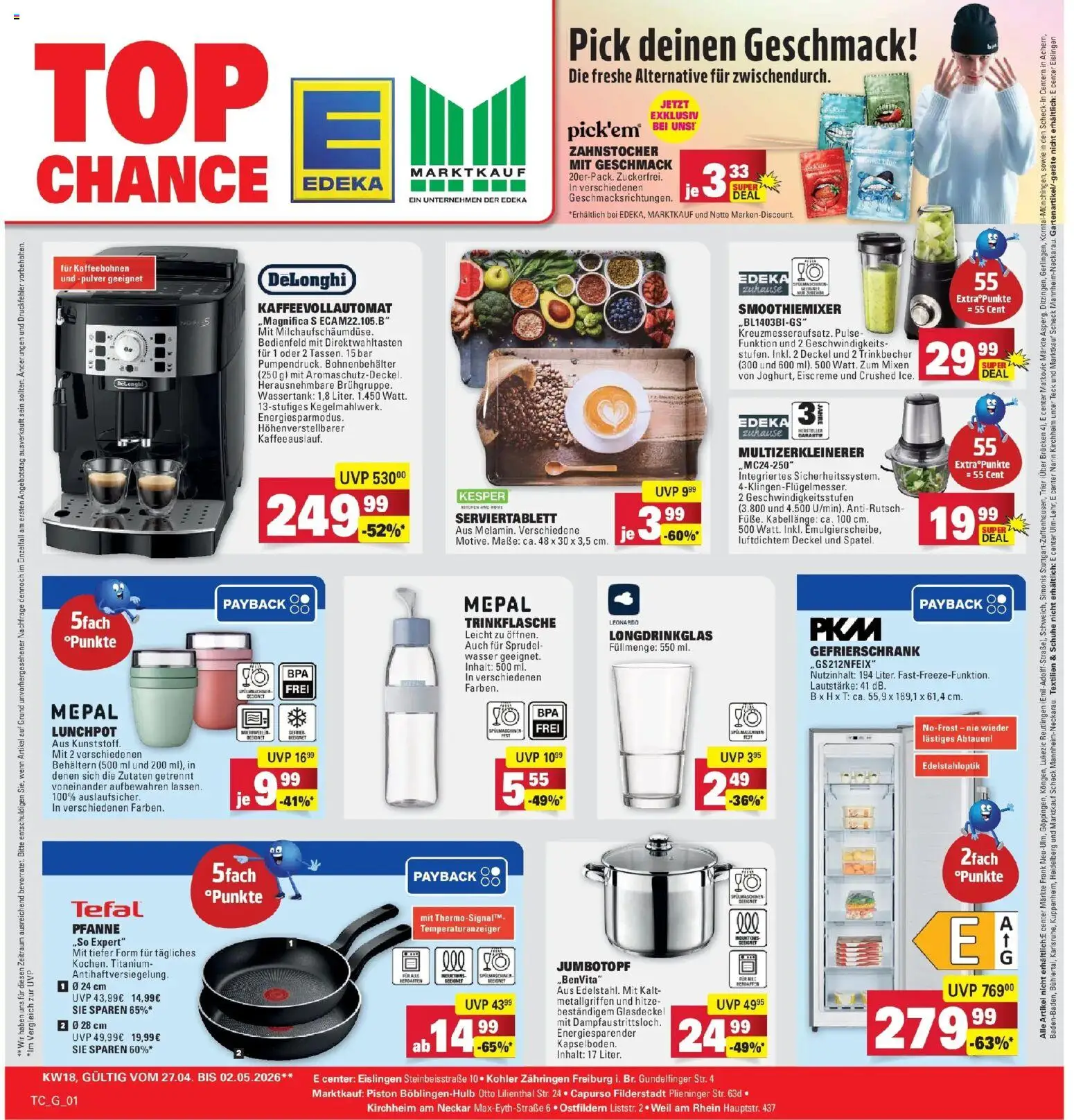 Marktkauf Prospekt Weil Am Rhein	 – gültig ab 27.04.2026 | Seite: 33 | Produkte: Gefrierschrank, Eiscreme, Wasser, Kaffeevollautomat