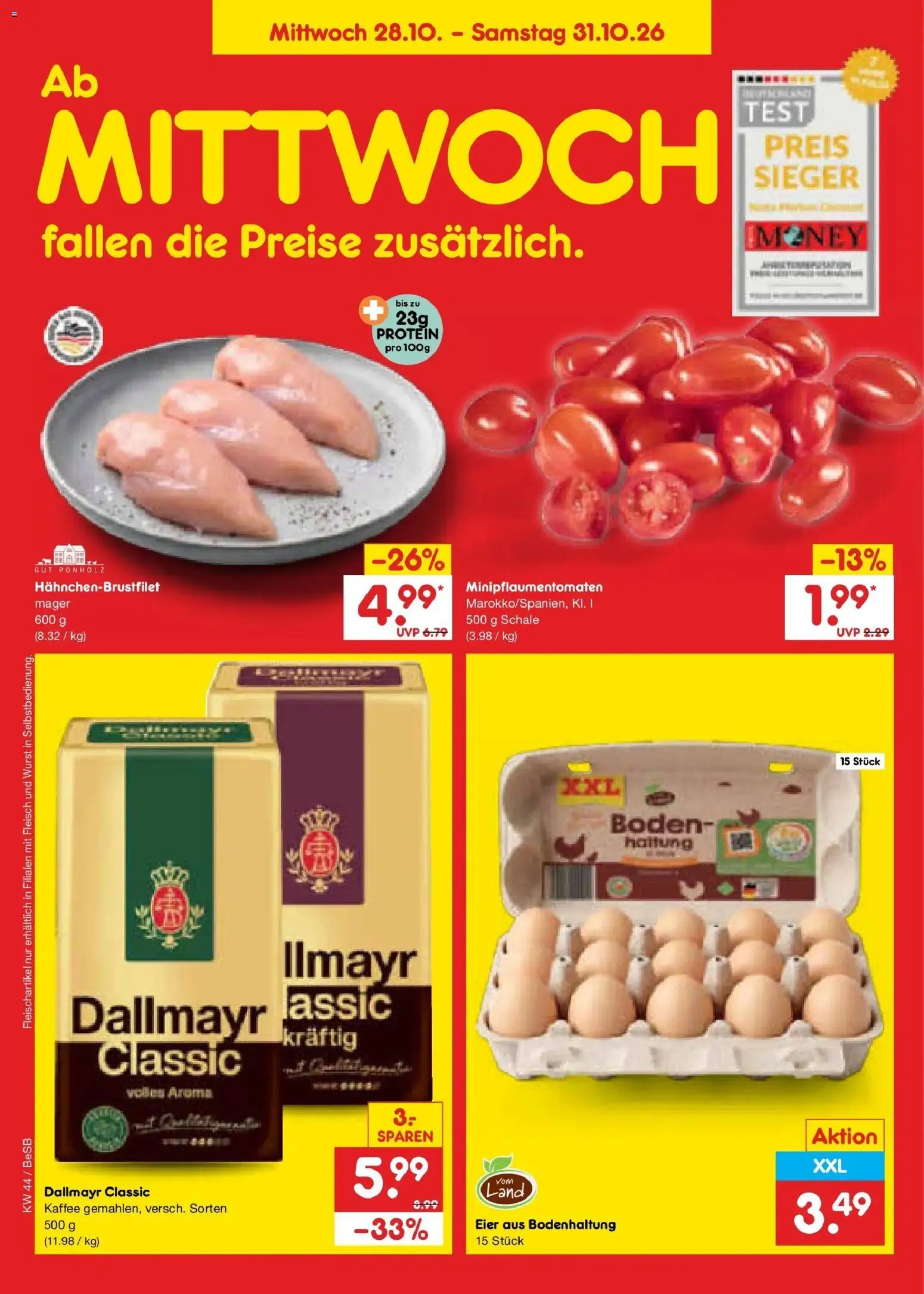 Netto Marken-Discount Prospekt – gültig ab 28.10.2026 | Seite: 1 | Produkte: Eier, Kaffee, Wurst, Fleisch