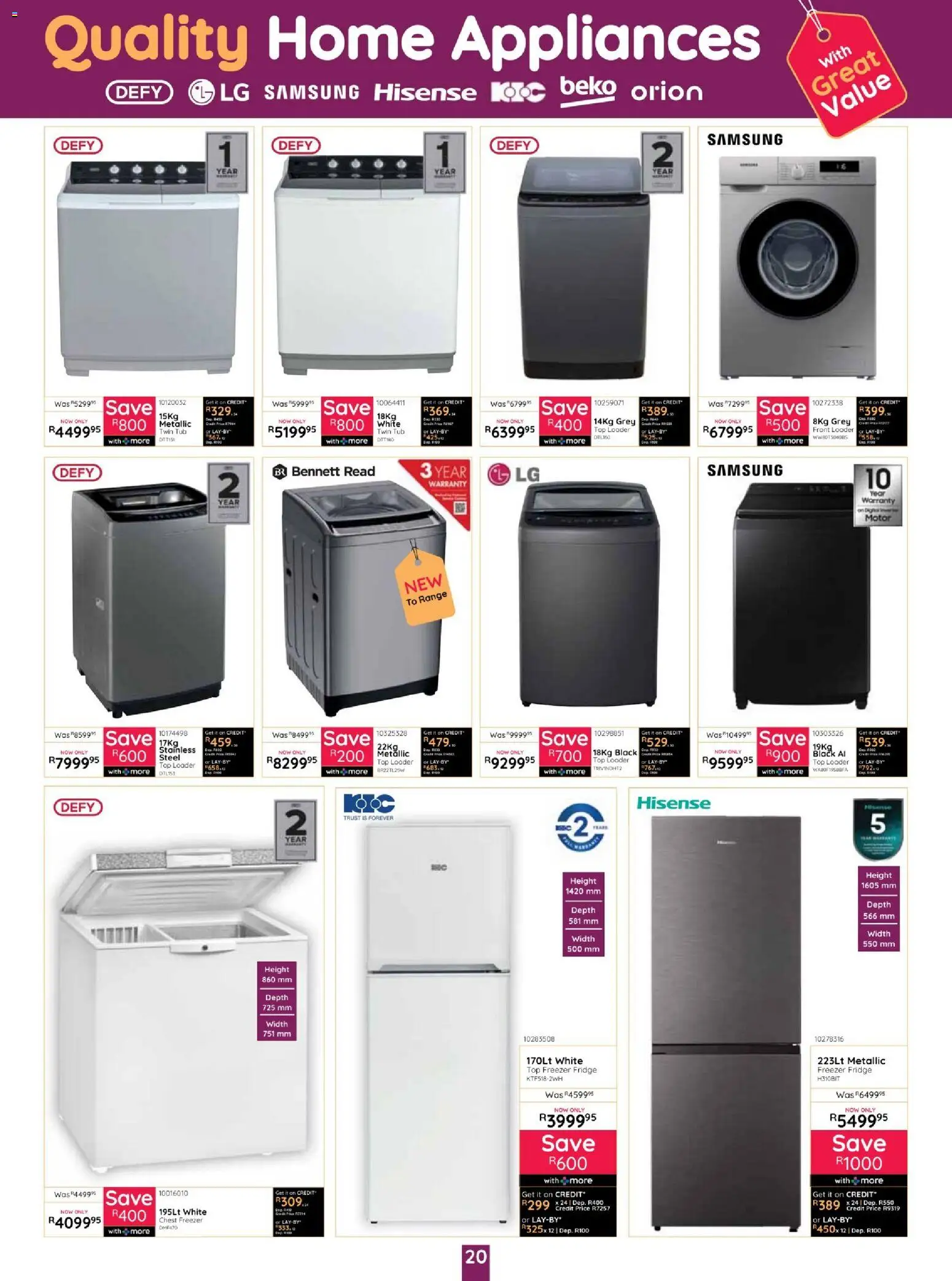 New Bradlows catalogue – valid from 17/09/2026 | Page: 20 | Products: Freezer, Freezer fridge, Fridge, Chest freezer