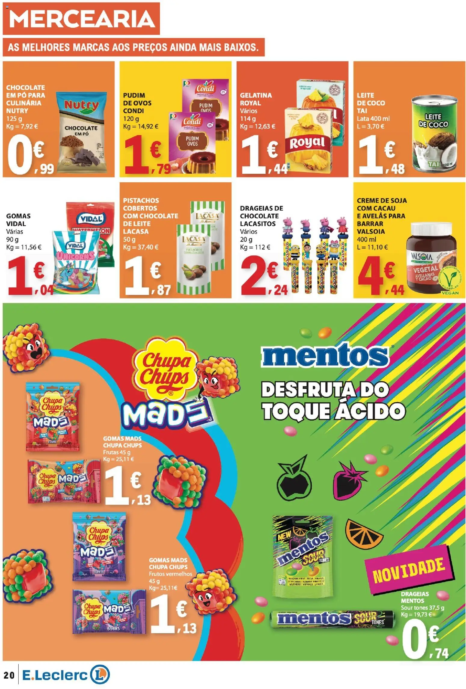 E.Leclerc folheto │ válido de 27/08/2026 | Página: 20 | Produtos: Gelatina, Frutas, Gomas, Coco