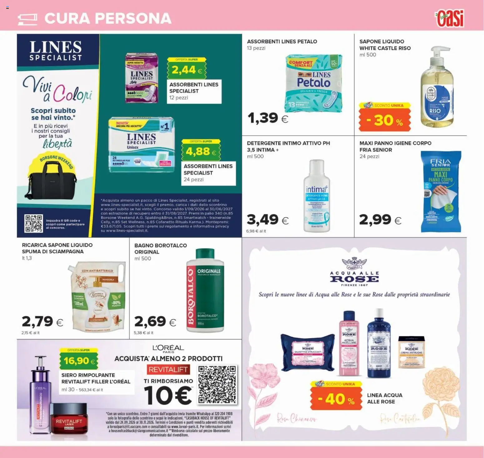 Volantino Oasi del 22/10/2026 | Pagina: 23 | Prodotti: Detergente, Acqua, Borsone, Bagno