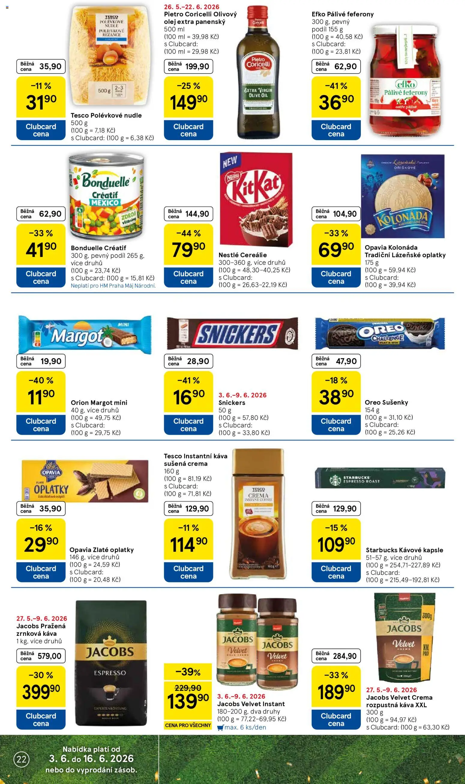 Tesco leták - Hypermarket od 03.06.2026 | Strana: 22 | Produkty: Instantní káva, Jacobs, Lázeňské oplatky, Jar