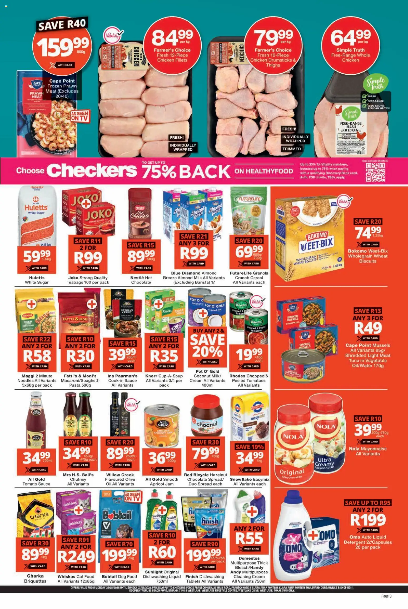 New Checkers catalogue – valid from 25.05.2026 | Page: 3 | Products: Tuna, Milk, Soup, Sauce