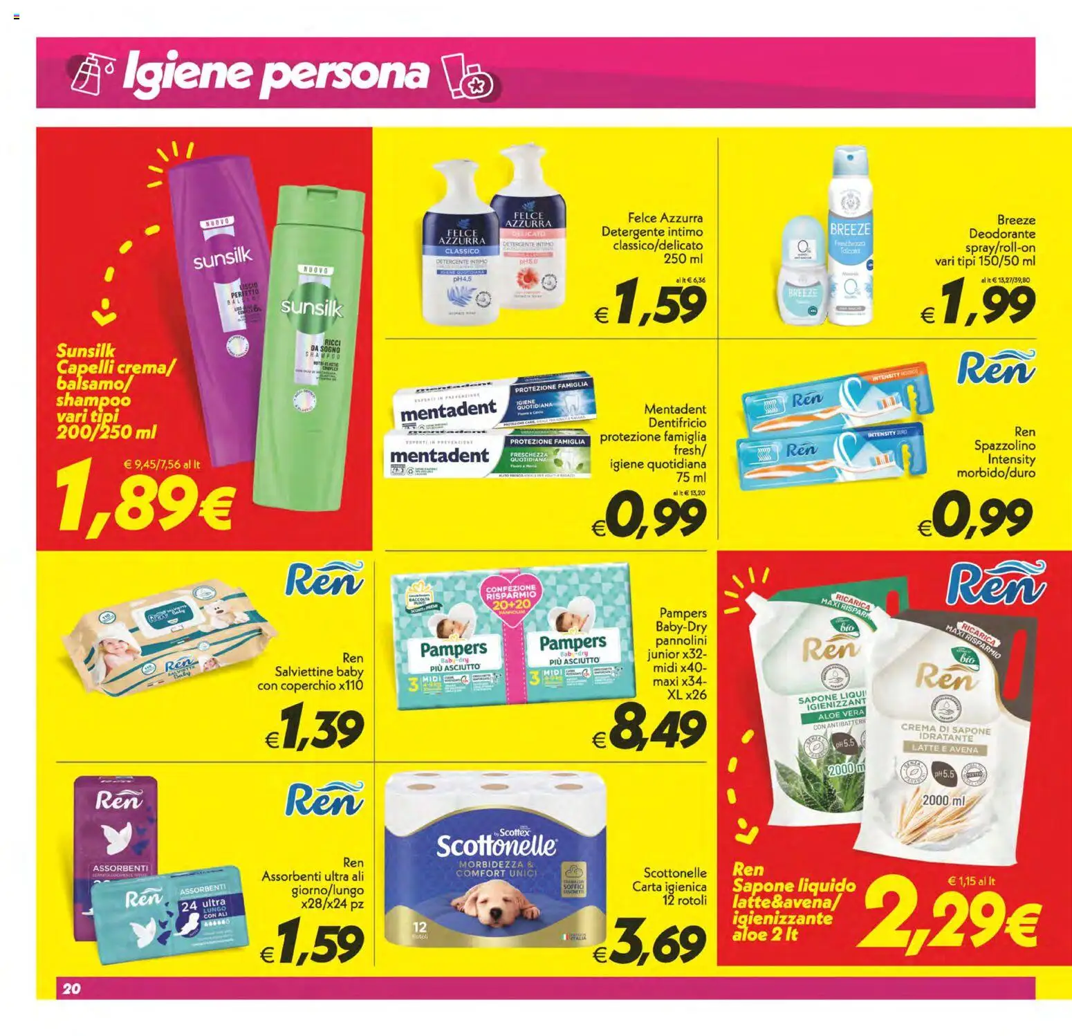 Volantino SuperConveniente del 02/10/2026 | Pagina: 20 | Prodotti: Spazzolino, Coperchio, Intimo, Assorbenti