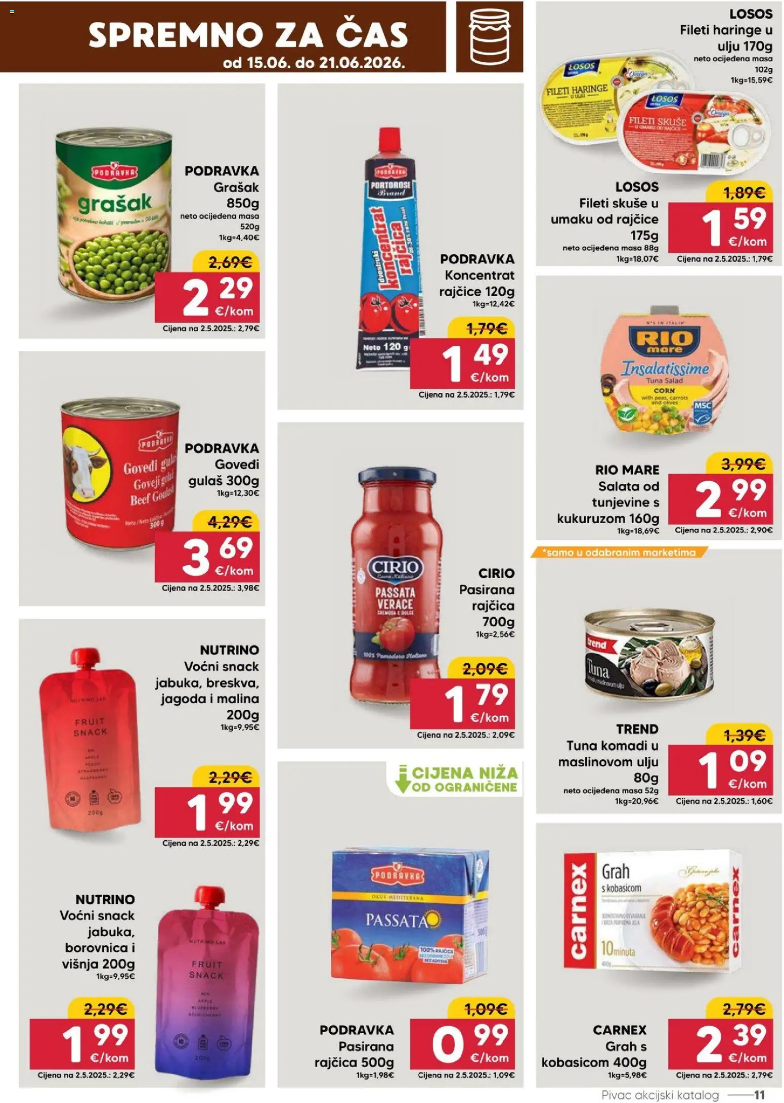 Pivac katalog | vrijedi od 15.06.2026 | Stranica: 11 | Proizvodi: Rio Mare, Losos, Grašak, Borovnica
