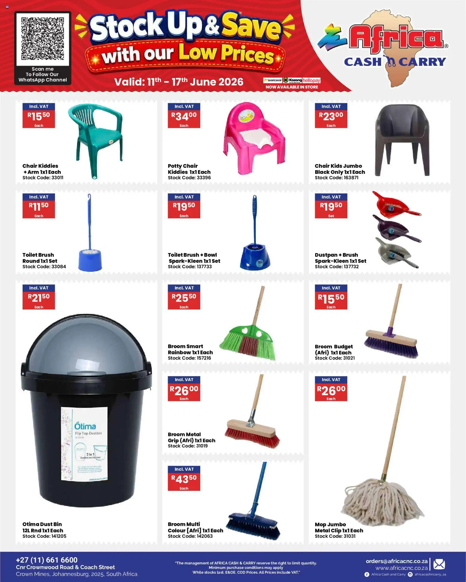 New Africa Cash & Carry catalogue – valid from 11.06.2026 | Page: 54 | Products: Bowl, Chair, Broom, Mop