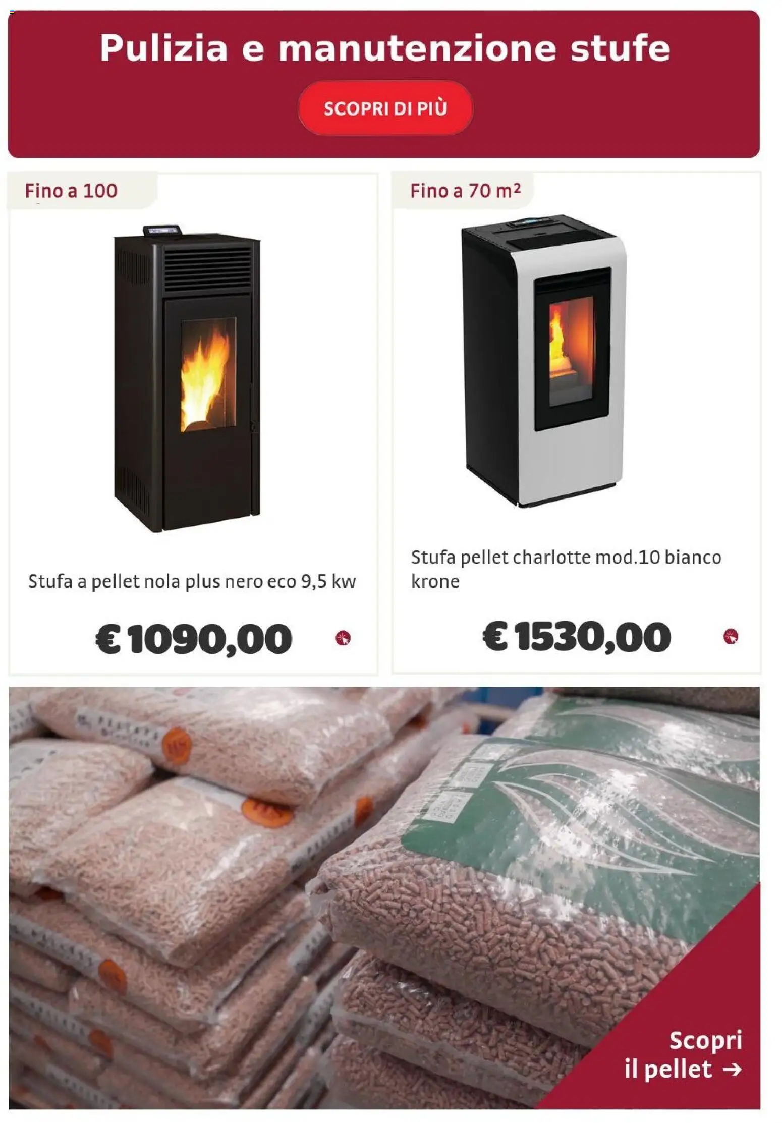 Volantino Brico Center del 13/10/2026 | Pagina: 15 | Prodotti: Pellet, Stufa a pellet, Stufa