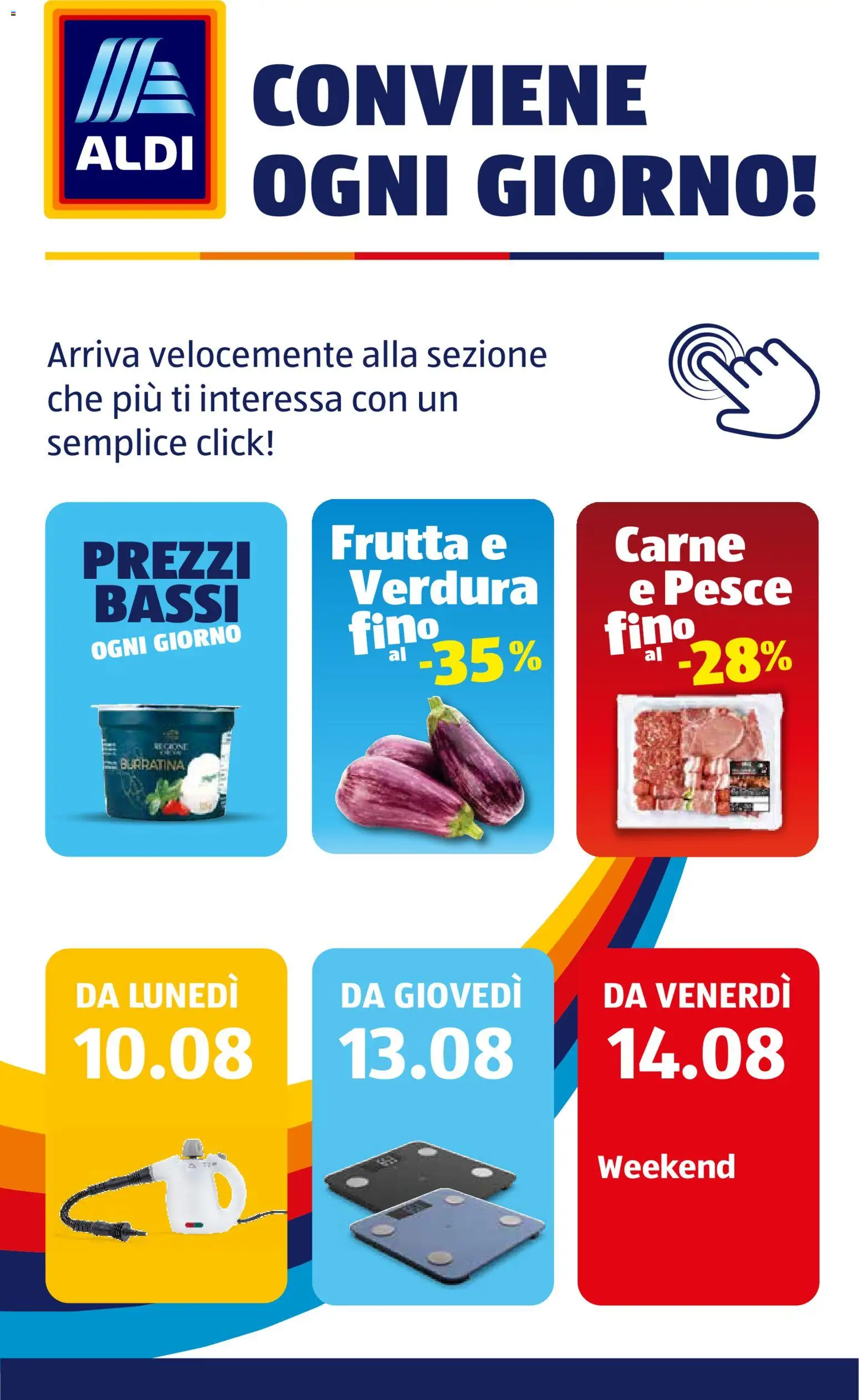 Volantino Aldi del 10/08/2026 | Pagina: 2 | Prodotti: Pesce, Frutta, Carne