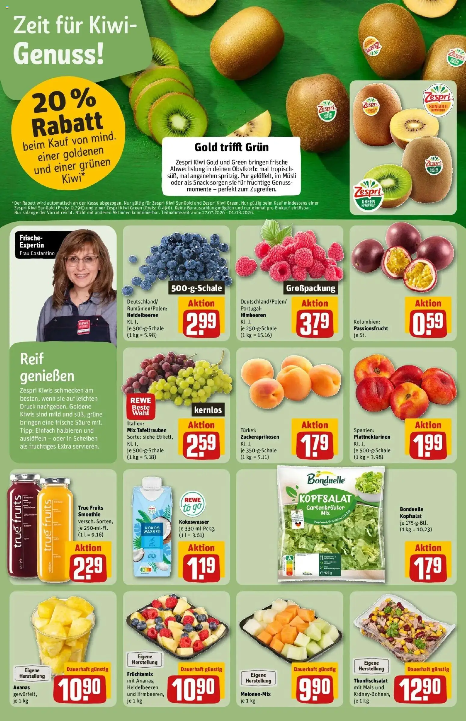 Rewe Prospekt Bonn / Beuel – gültig ab 27.07.2026 | Seite: 6 | Produkte: Musli, Ananas, Wasser, Himbeere