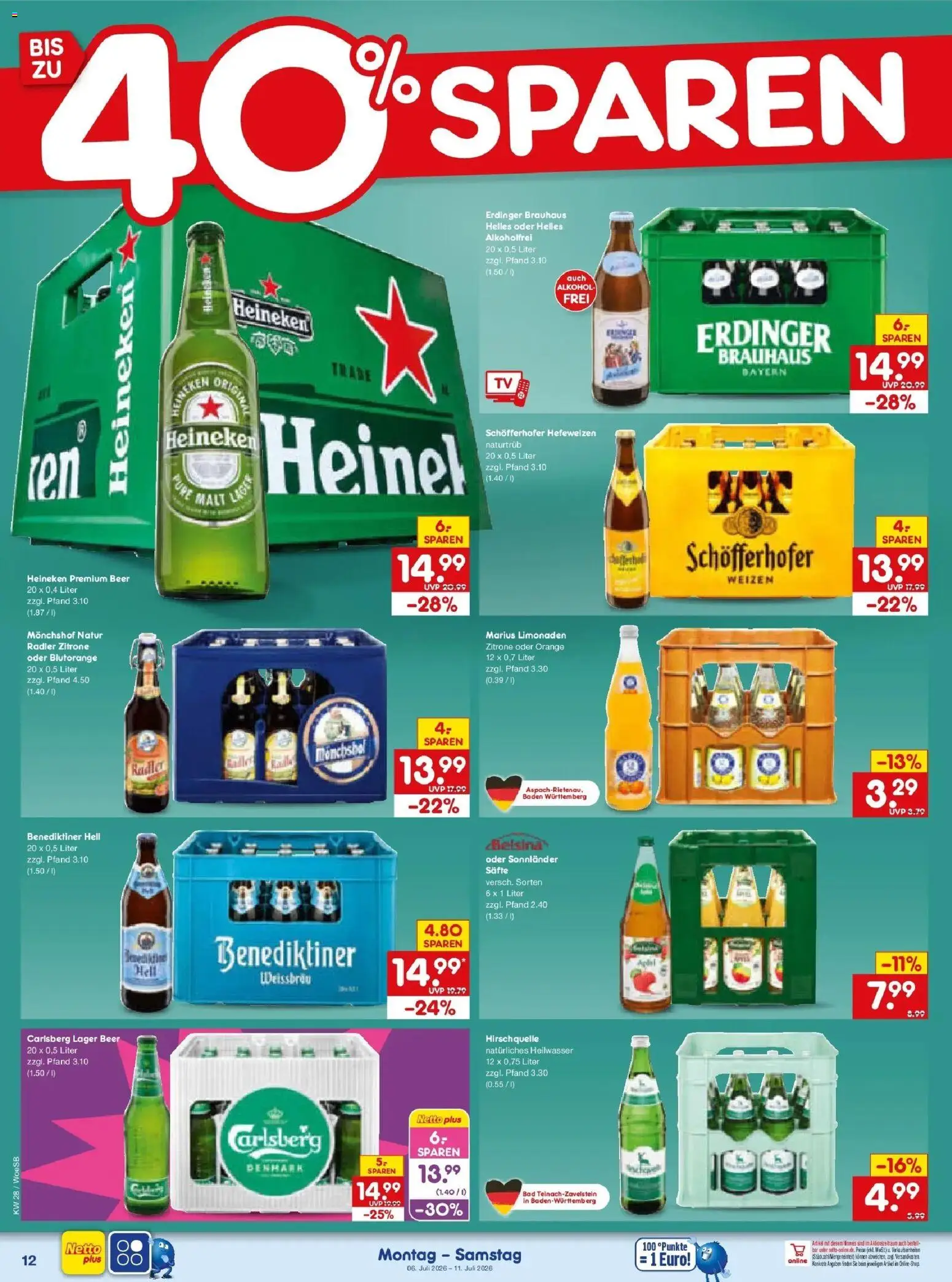 Netto Marken-Discount - Netto: Wochenangebote – gültig ab 05.07.2026 | Seite: 18 | Produkte: Monchshof, Erdinger, Carlsberg, Zitrone