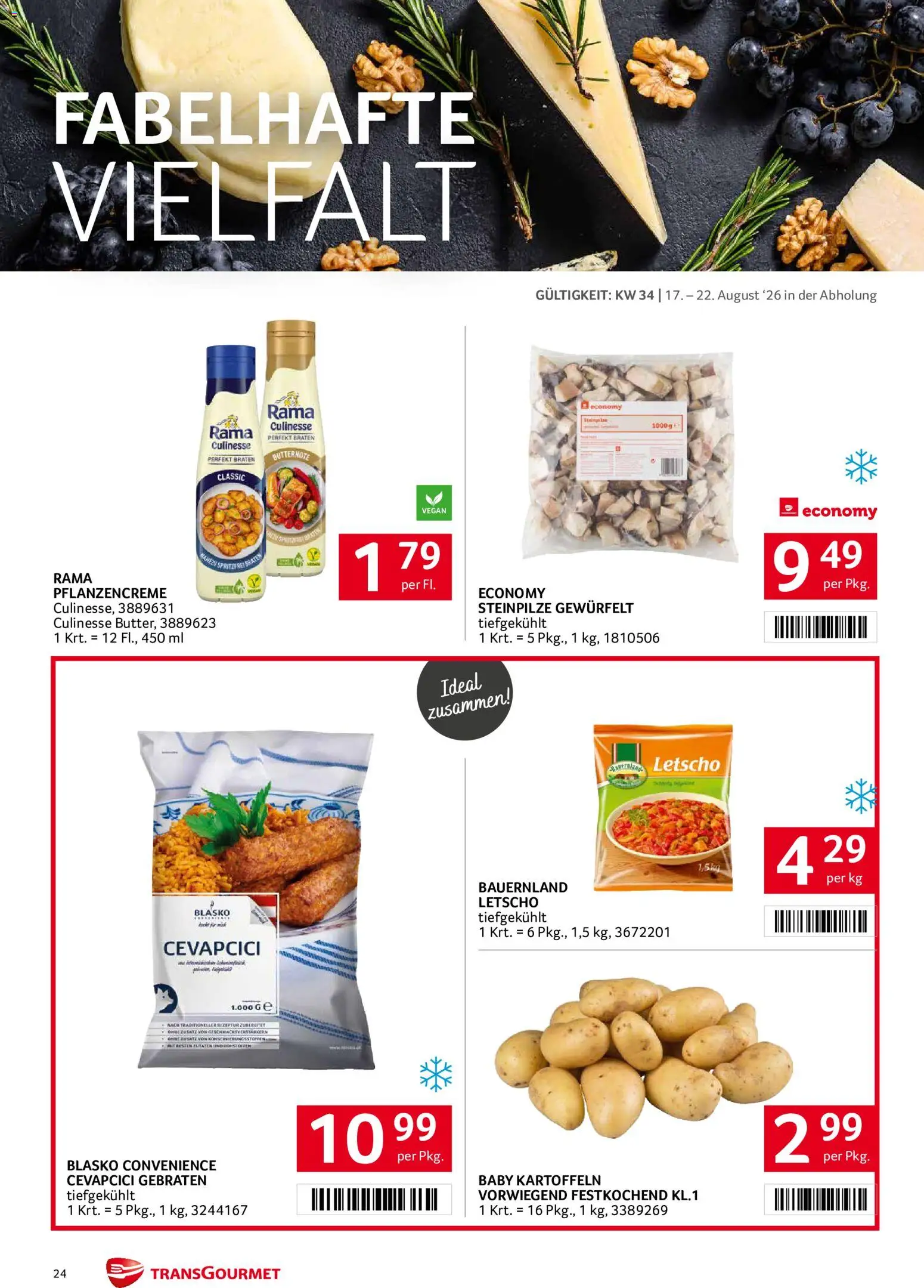 Transgourmet Flugblatt gültig ab 17.08.2026 | Seite: 23 | Produkte: Pflanzencreme, Kartoffeln, Zutaten