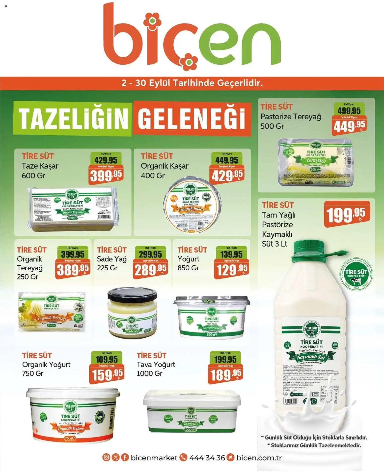 Biçen Market İndirim - 02 Eylül 2026 tarihinden itibaren geçerlidir | Sayfa: 1 | Ürünler: Süt, Peynir, Yağ, Su