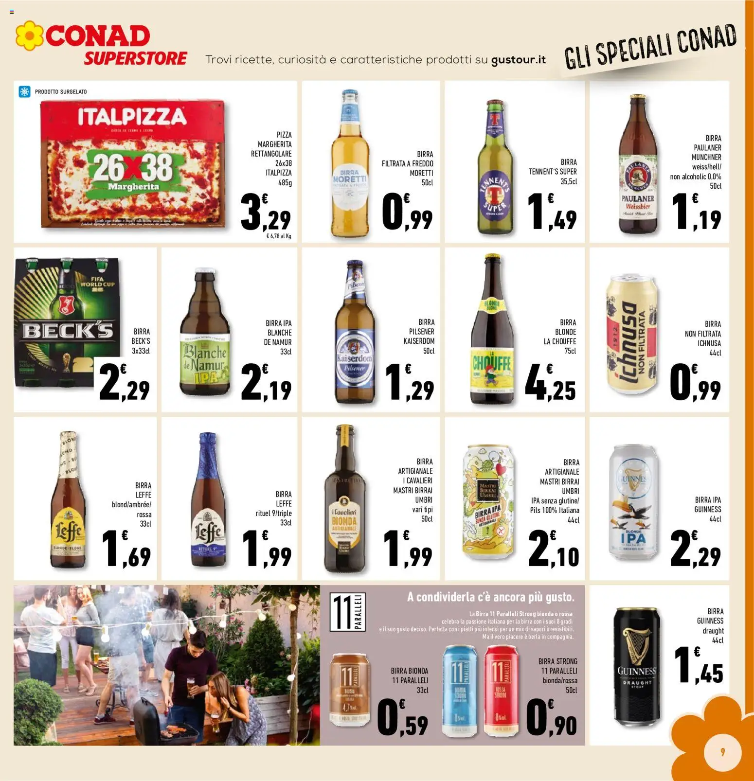 Volantino Conad del 17.06.2026 | Pagina: 9 | Prodotti: Tennent's, Pizza, Birra