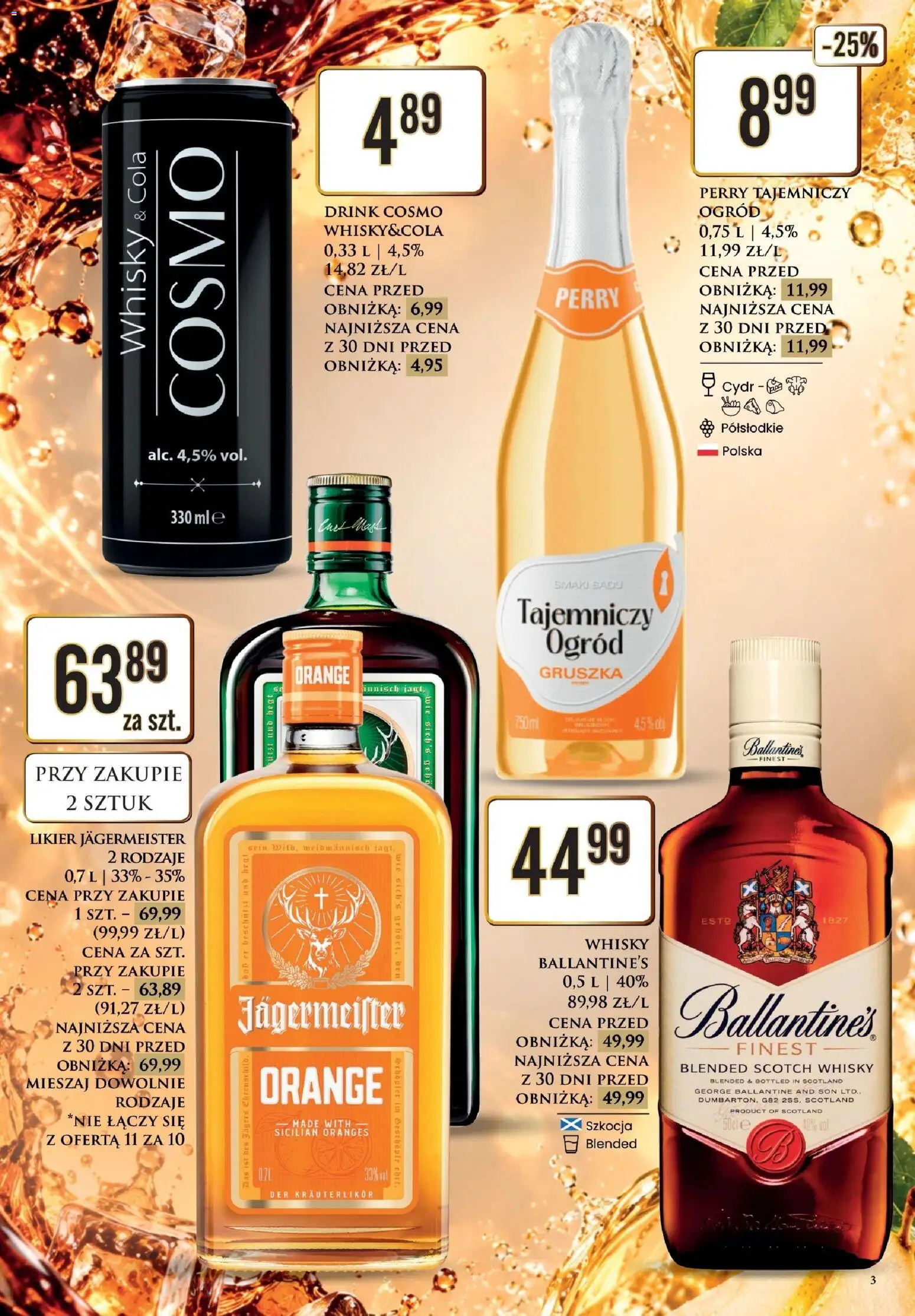 Dino gazetka alkoholowa od 02.10.2026 | Strona: 3 | Produkty: Likier Jägermeister, Cydr, Jagermeister, Whisky