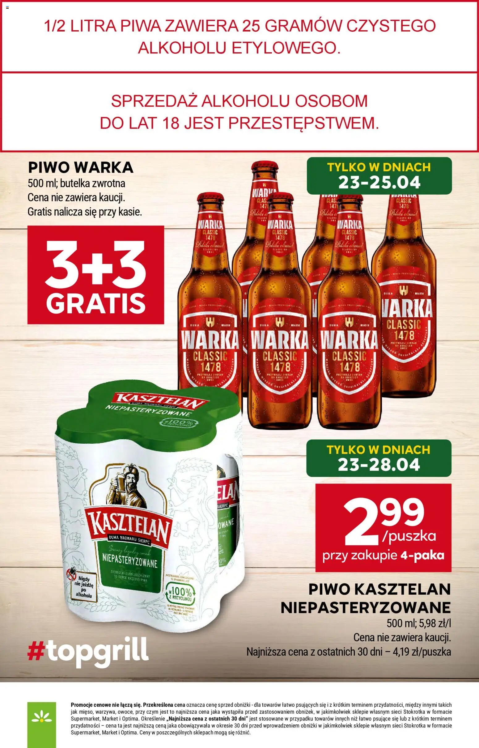 Stokrotka gazetka od 23.04.2026 | Strona: 14 | Produkty: Stokrotka, Warka, Piwo Warka, Piwo