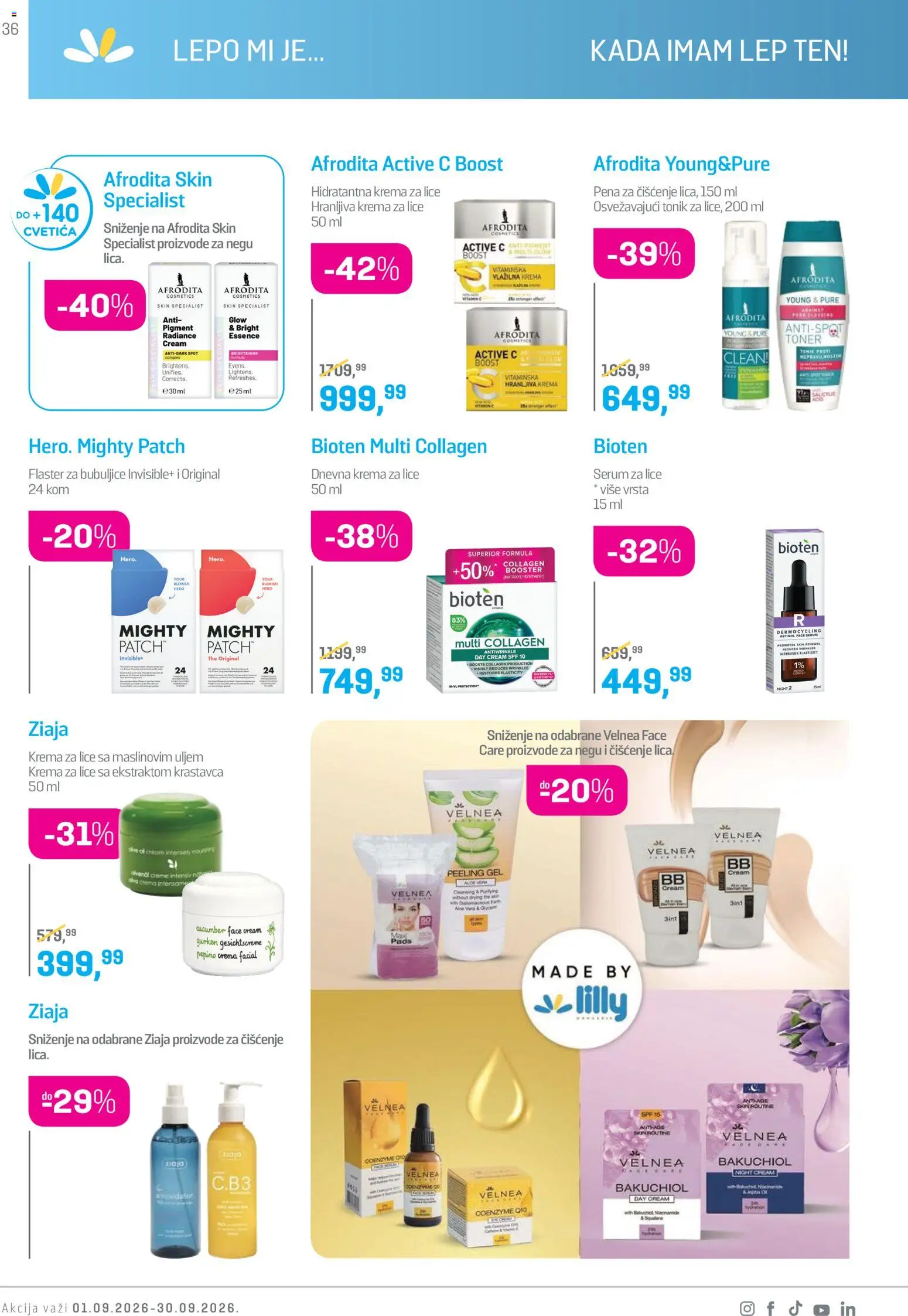 Lilly drogerie katalog - važi od 01.09.2026 | Strana: 36 | Proizvode: Pena, Flaster, Toner, Tonik