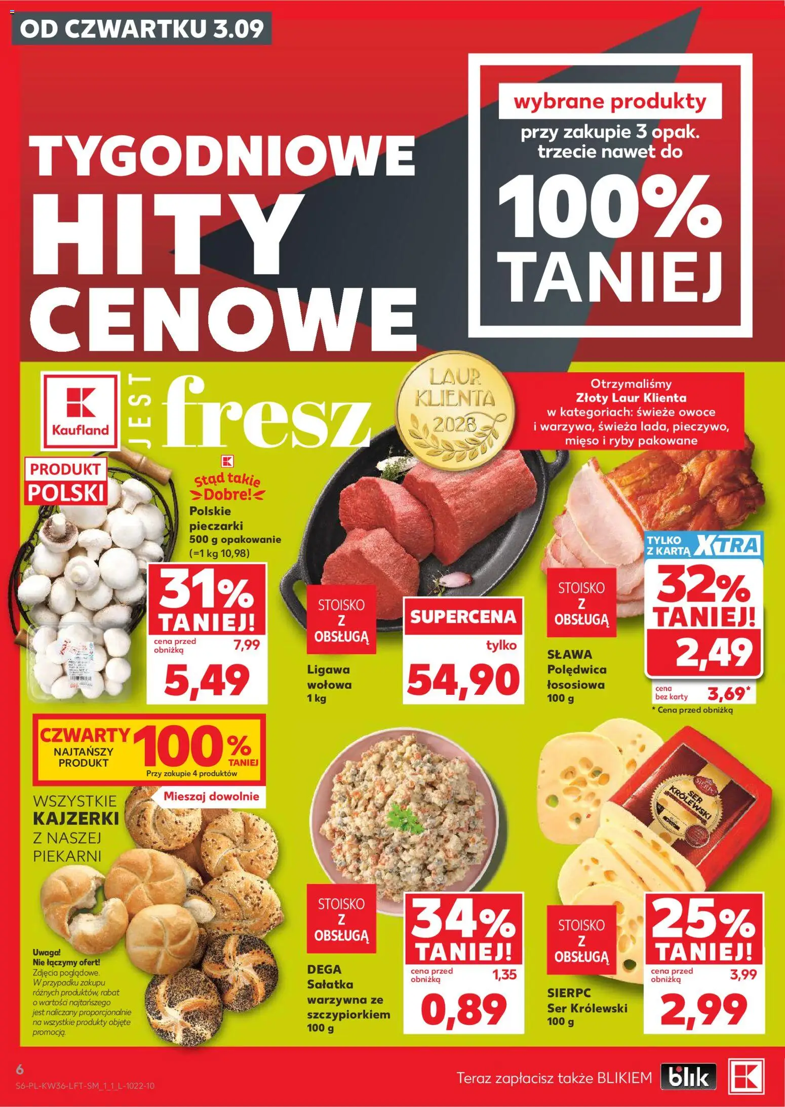Kaufland gazetka od 03.09.2026 | Strona: 6 | Produkty: Karta, Pieczarki, Sałatka, Owoce