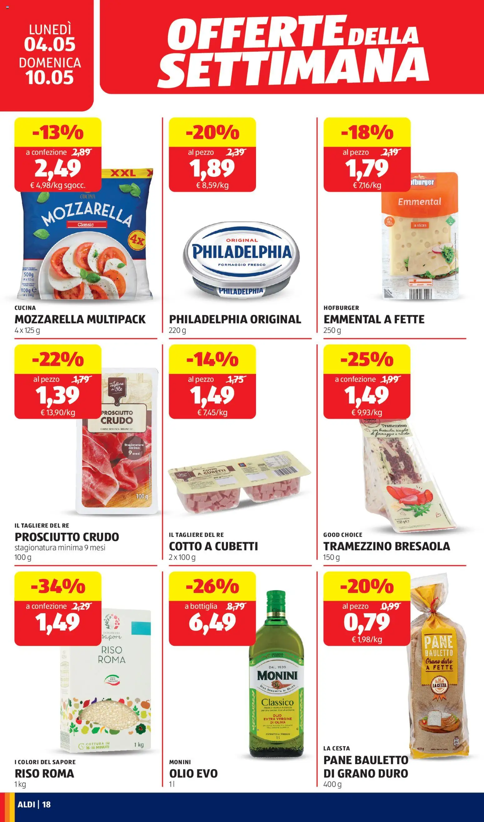 Volantino Aldi del 04.05.2026 | Pagina: 18 | Prodotti: Rucola, Bresaola, Olio, Bottiglia
