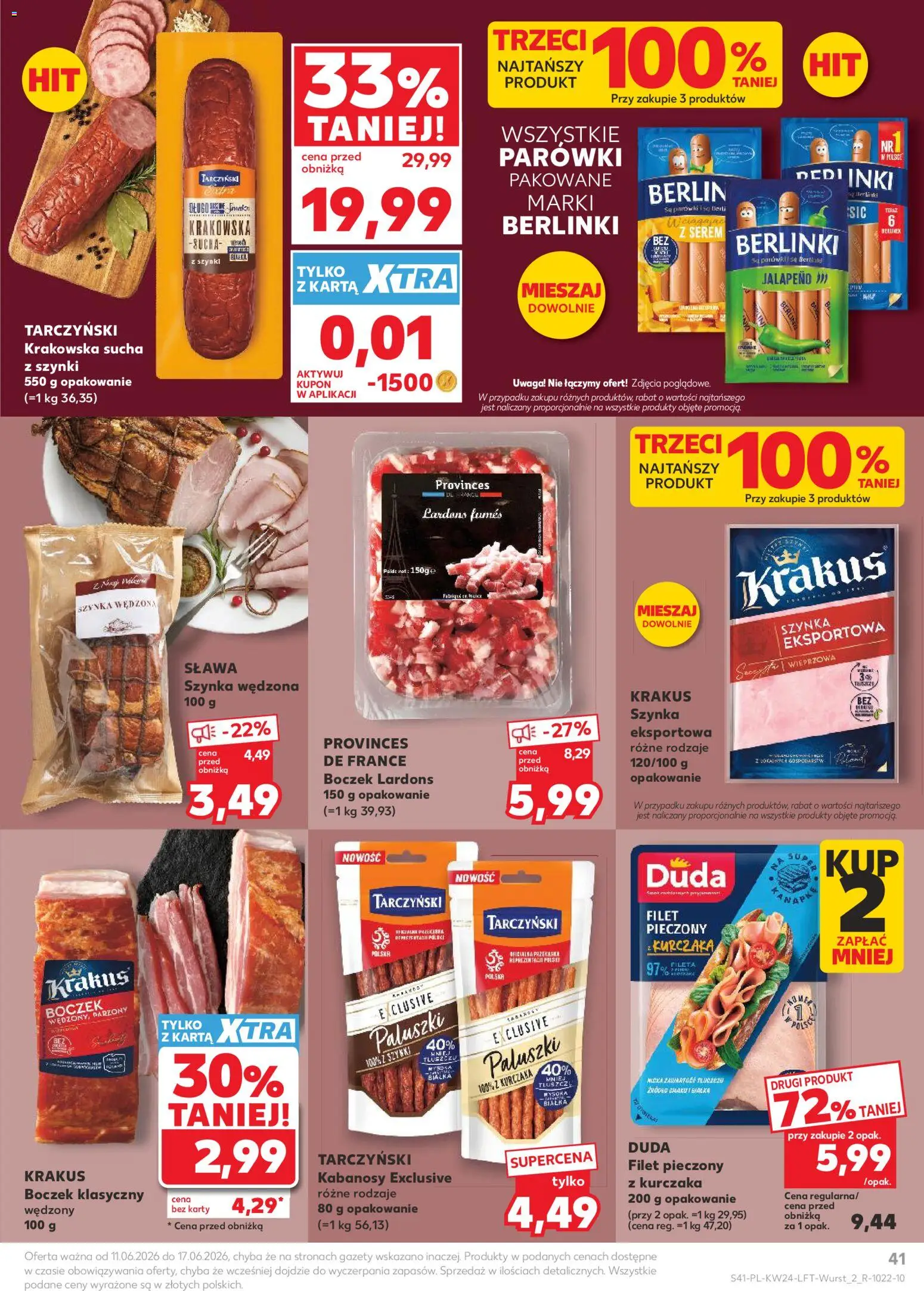 Kaufland gazetka od 11.06.2026 | Strona: 41 | Produkty: Karta, Parówki, Boczek, Paluszki