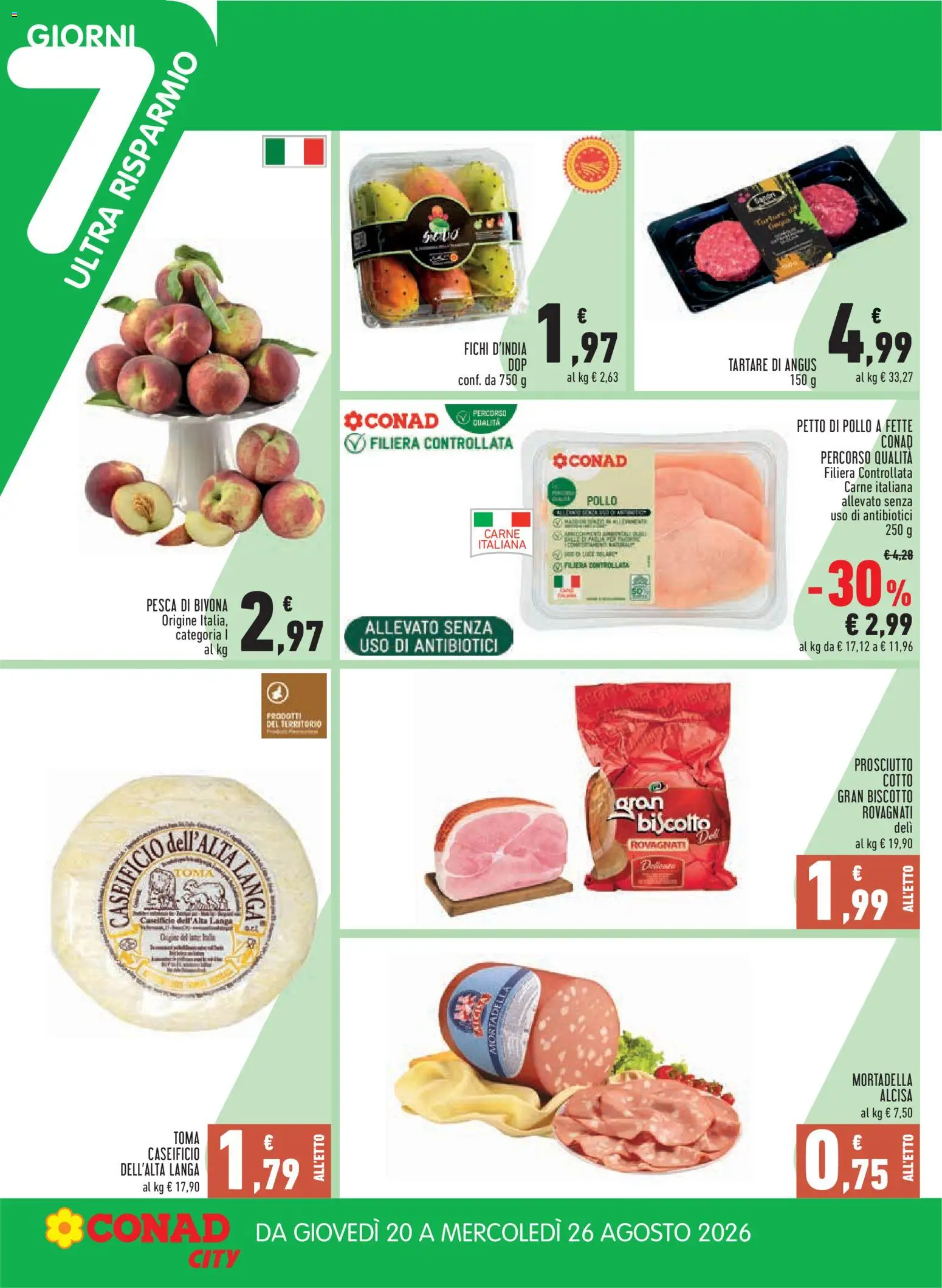 Volantino Conad del 13/08/2026 | Pagina: 22 | Prodotti: Petto di Pollo, Pollo, Mortadella, Carne