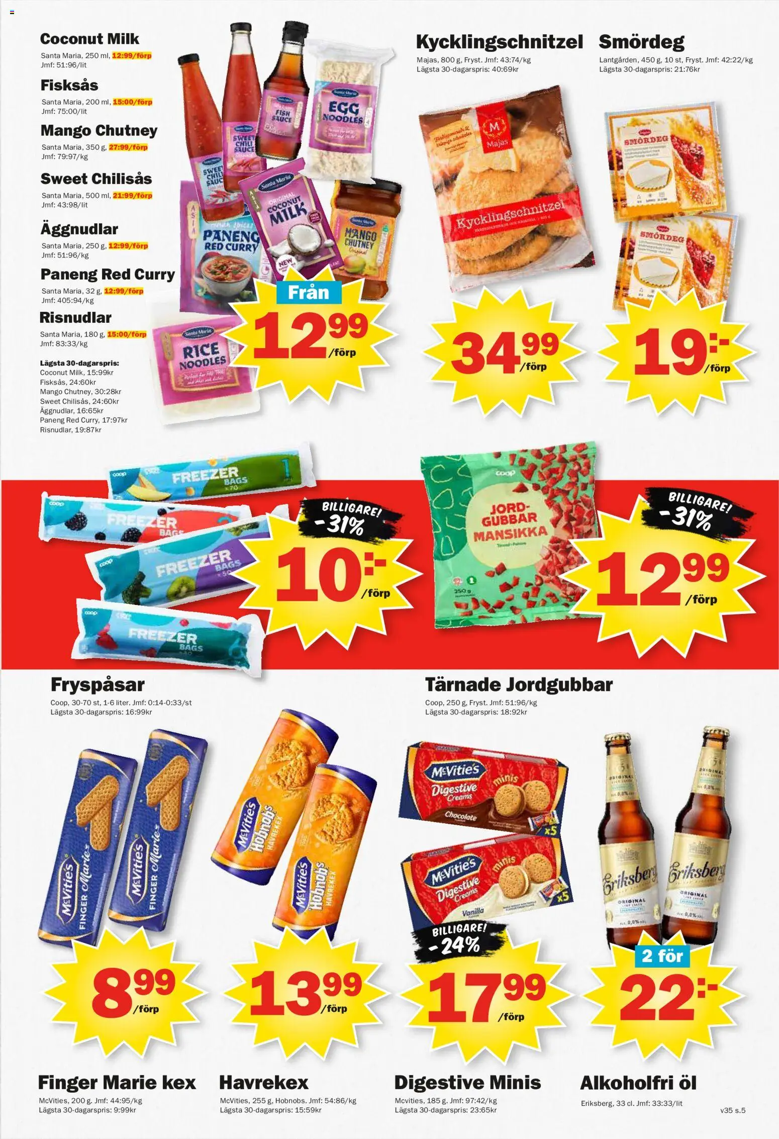 Pekås reklamblad aktuell från 24/08/2026 | Sida: 5 | Produkter: Smördeg, Äggnudlar, Jordgubbar, Mango