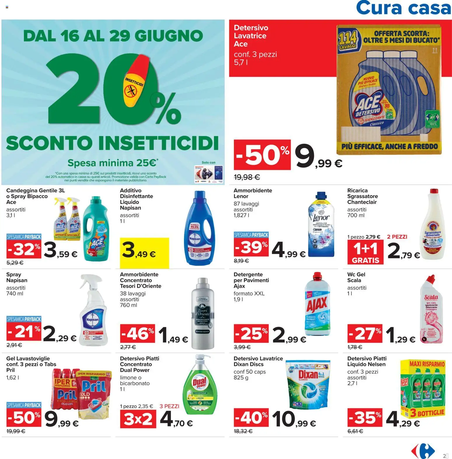 Volantino Carrefour del 16.06.2026 | Pagina: 27 | Prodotti: Detergente, Sgrassatore, Lavatrice, WC