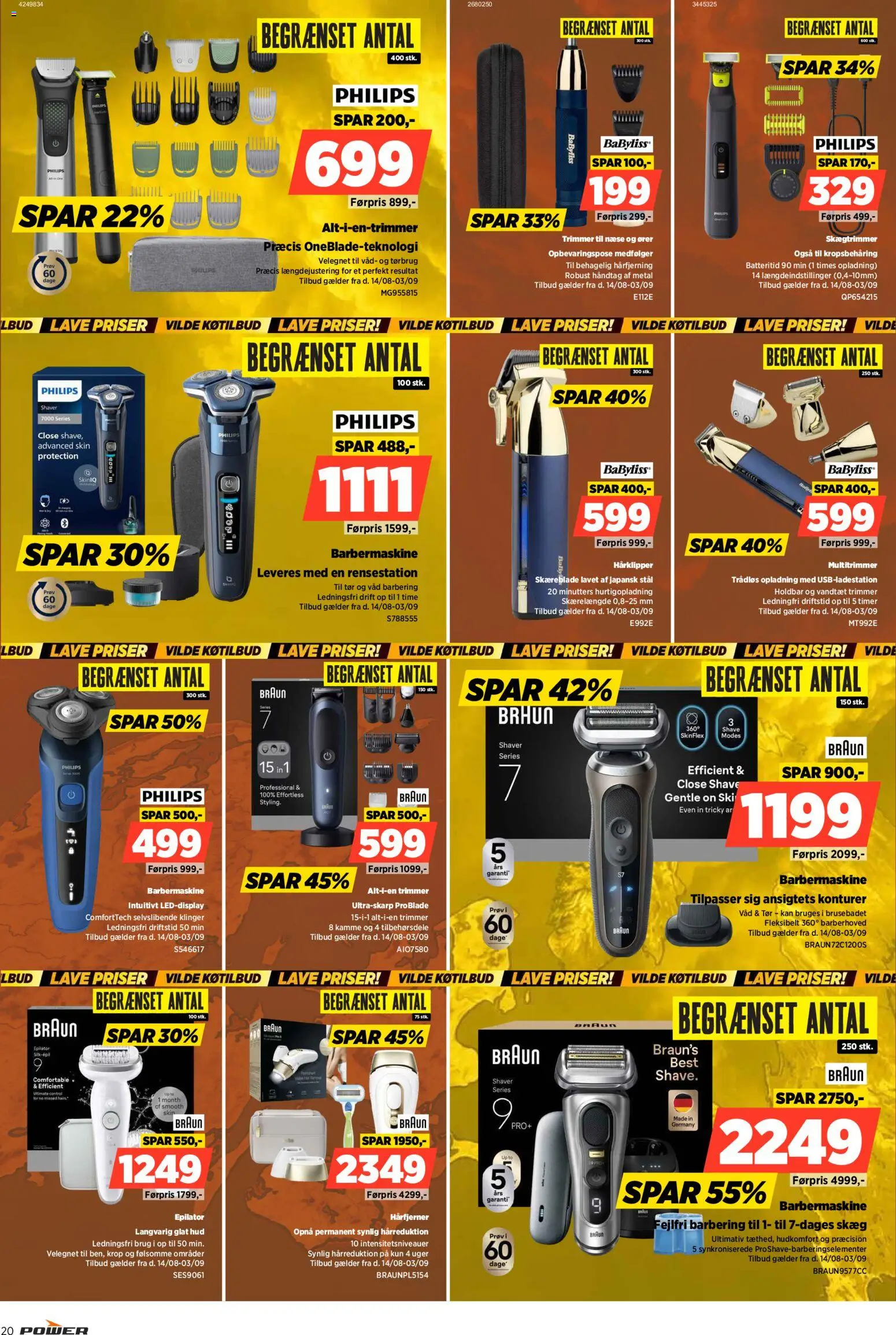 Power tilbudsavis – gyldig fra 14/08/2026 | Side: 20 | Produkter: Barbermaskine, Hårklipper, Epilator